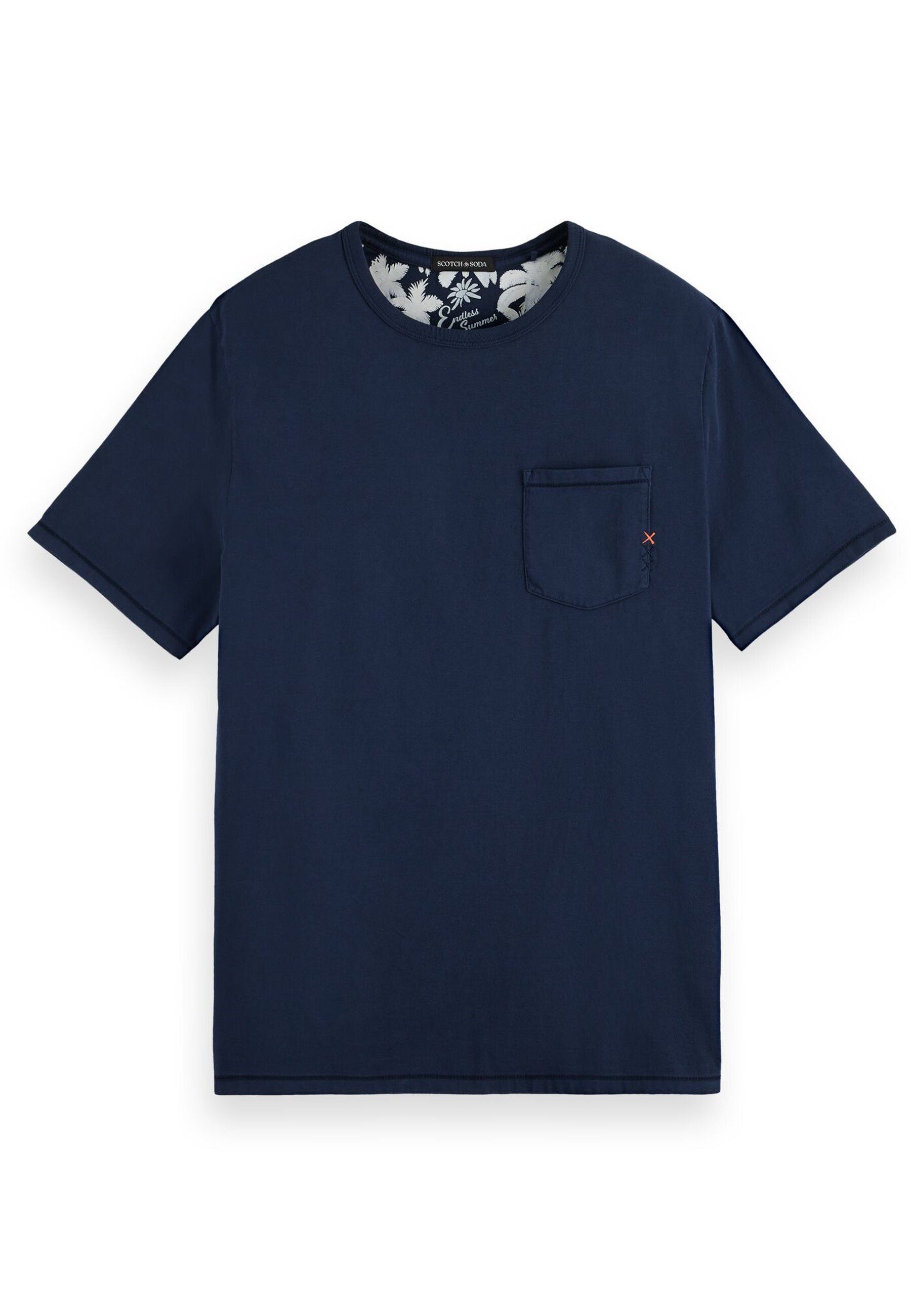 R-Neck Brusttasche (1-tlg) Scotch Kurzarmshirt T-Shirt Shirt marine Soda & (52) und mit