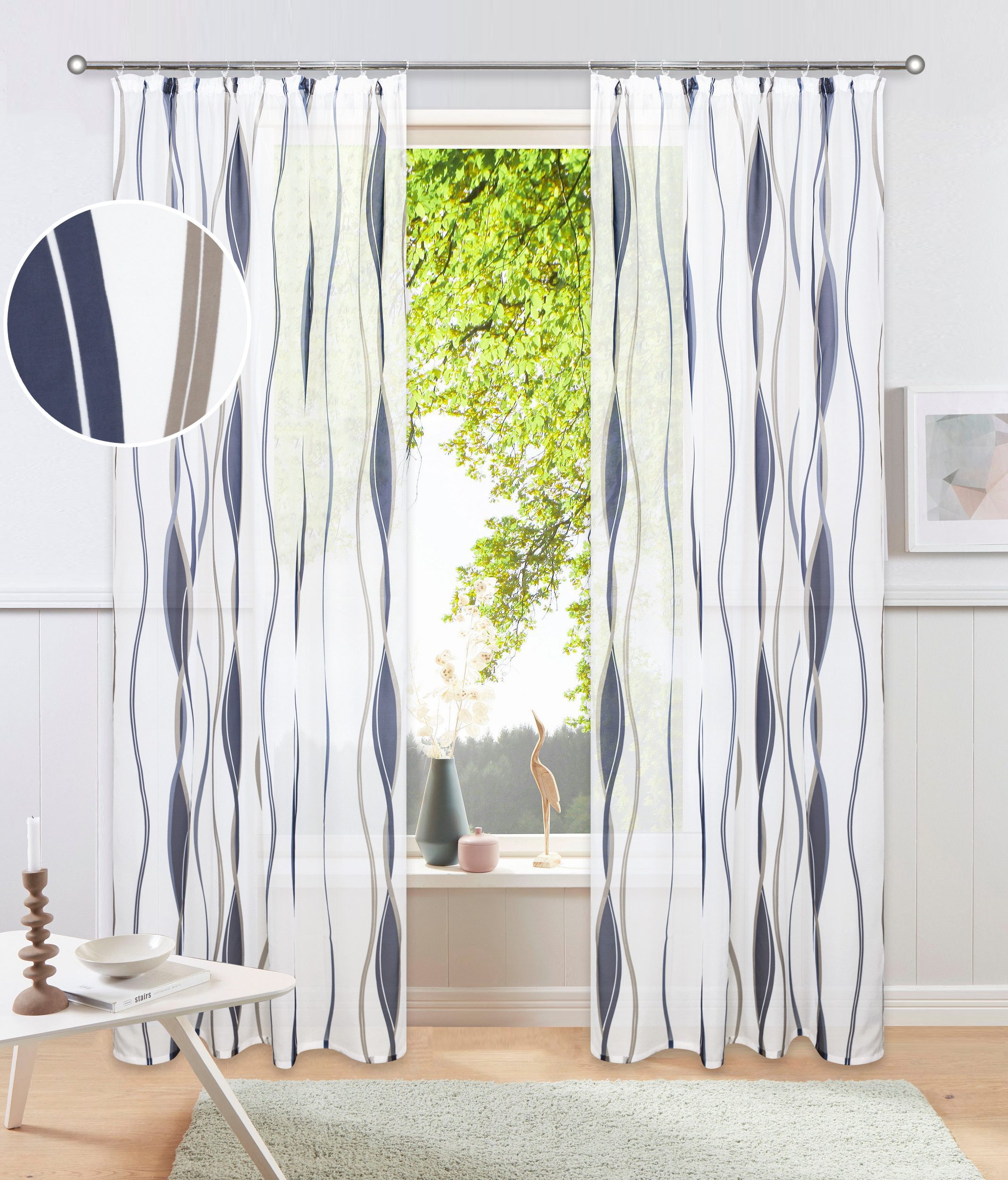 OTTO home Gardine Dimona (2 St), Kräuselband, transparent, Voile, 2er-Set, Bestseller, Polyester, Wellen