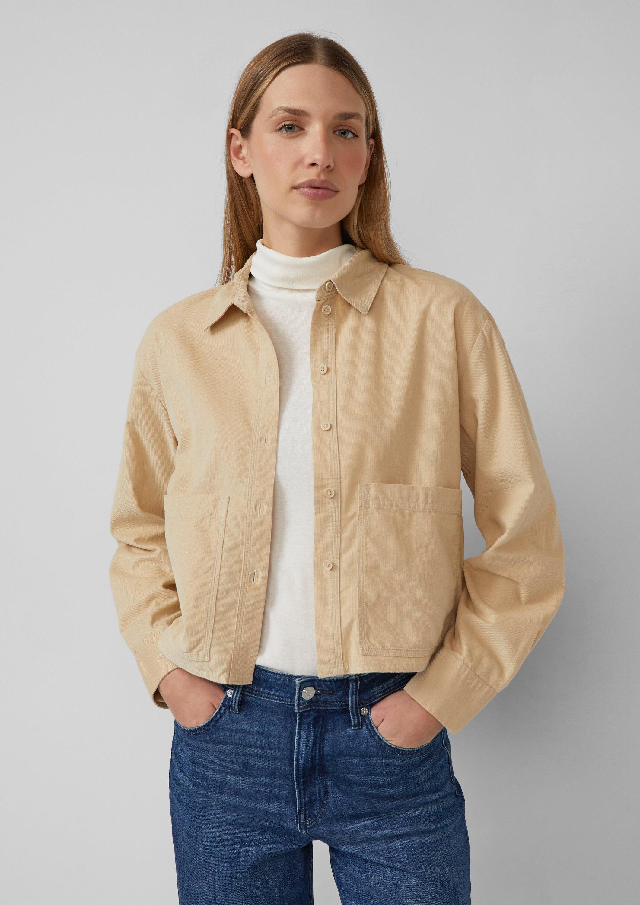 s.Oliver Hemdjacke Bluse Verkürzte Feincord-Bluse mit aufgesetzten Taschen günstig online kaufen