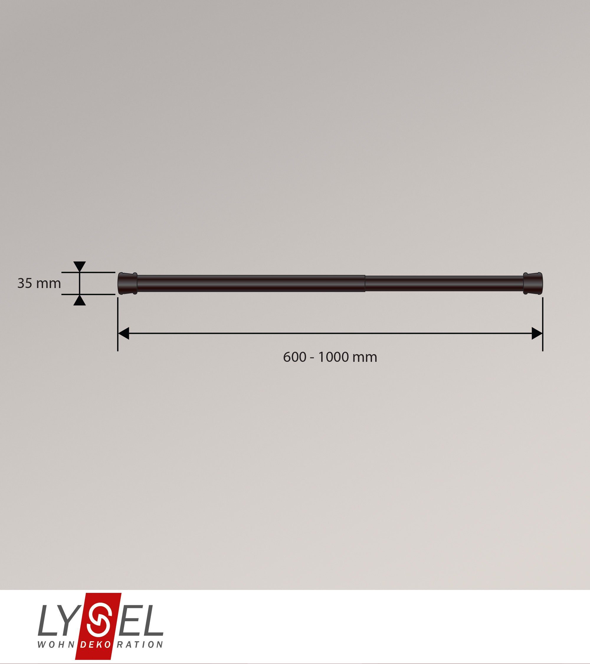 cm Spannstange, LYSEL®, L Gardinenstange 60-100 schwarz-matt