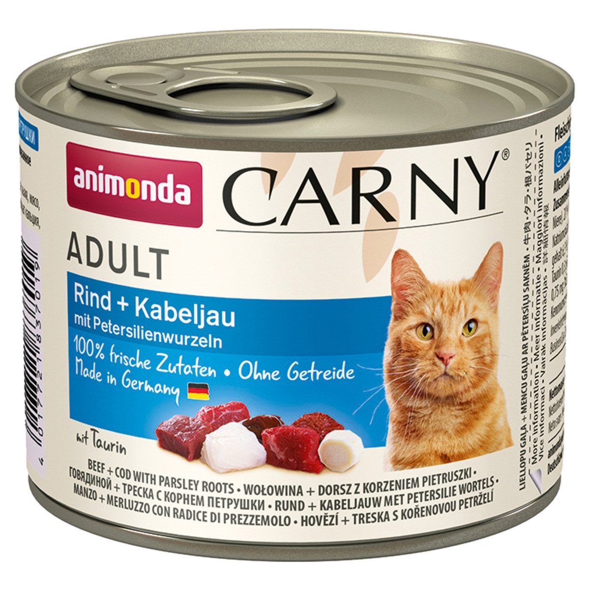 Animonda Carny Adult Rind + Kabeljau 200 g - 6 Stück, Nassfutter für: Katze