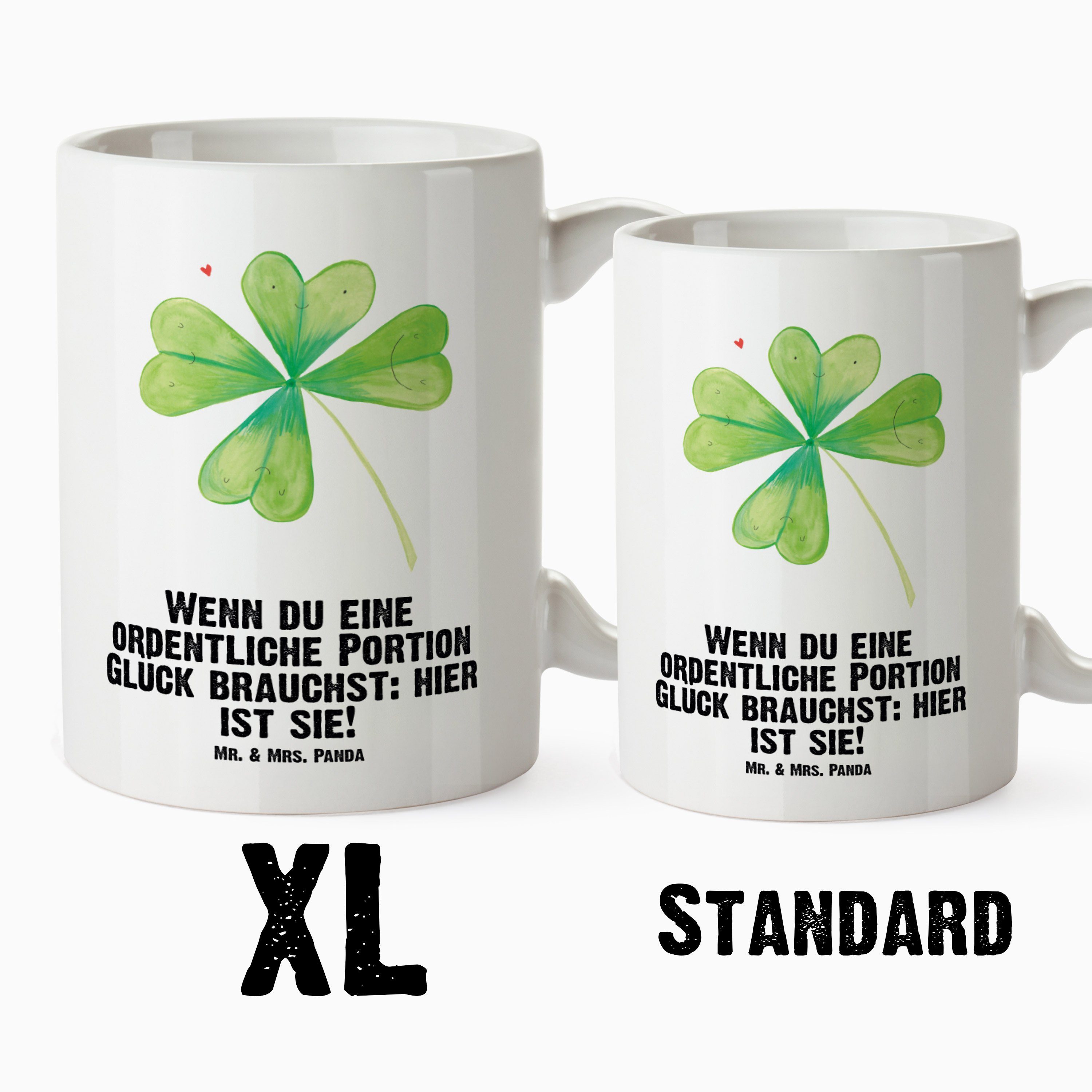 - Pflanzen, Tasse XL Weiß Mr. XL Teetasse, Kleeblatt - Bech, Tasse, & Geschenk, Mrs. Keramik XL Panda Tasse XL