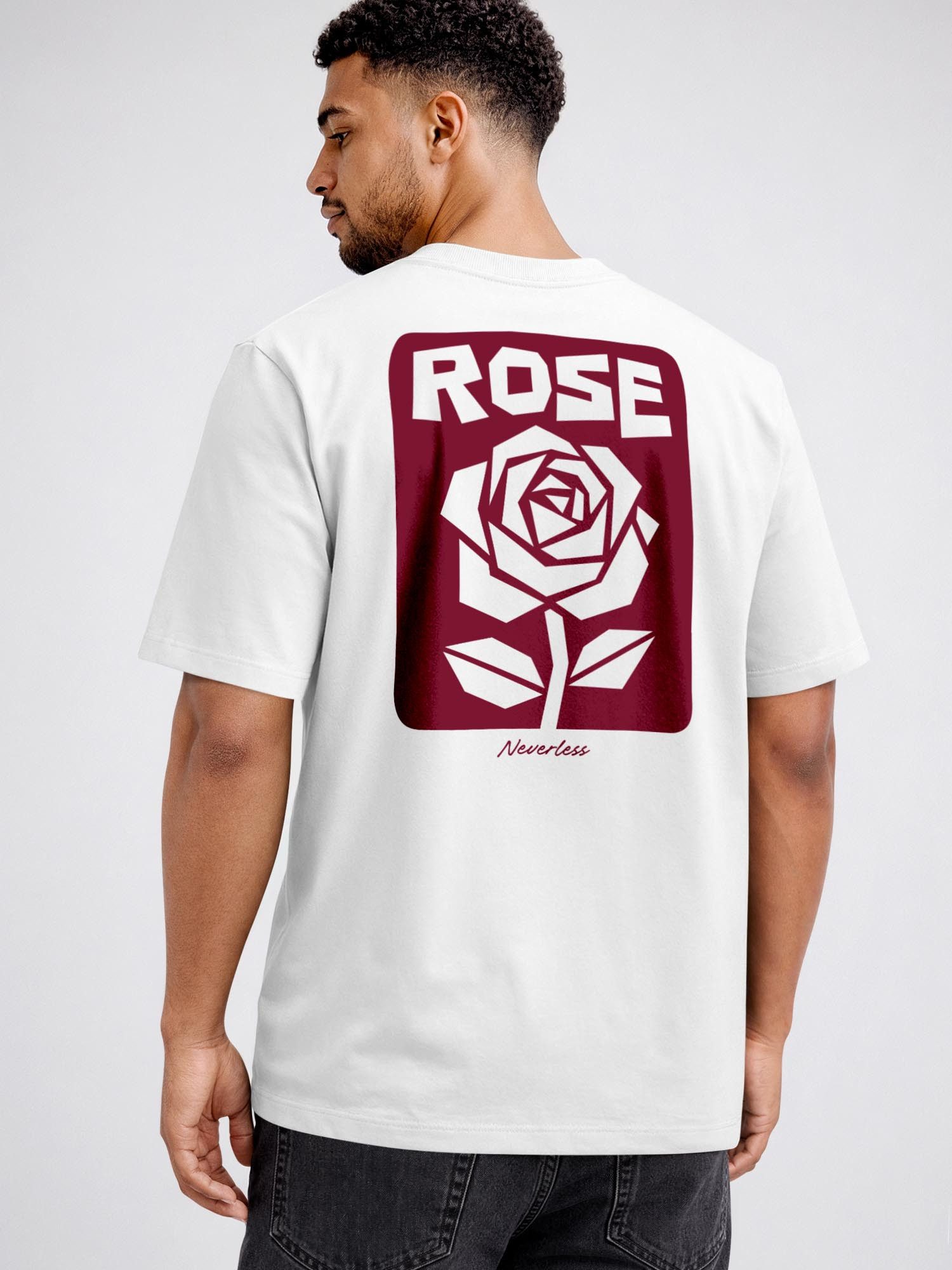 Neverless Oversize-Shirt Herren T-Shirt - Rose - Oversized Relaxed Fit Printshirt Sommer mit Print