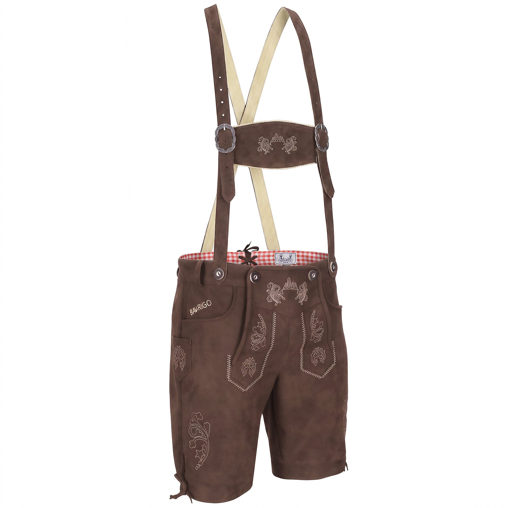 Bavarigo Trachtenhose ADRIAN Vegane Stretch Lederhose mit abnehmbaren Trägern mit traditioneller Stickerei - für Dein Oktoberfest Outfit – Bild 2 von 5