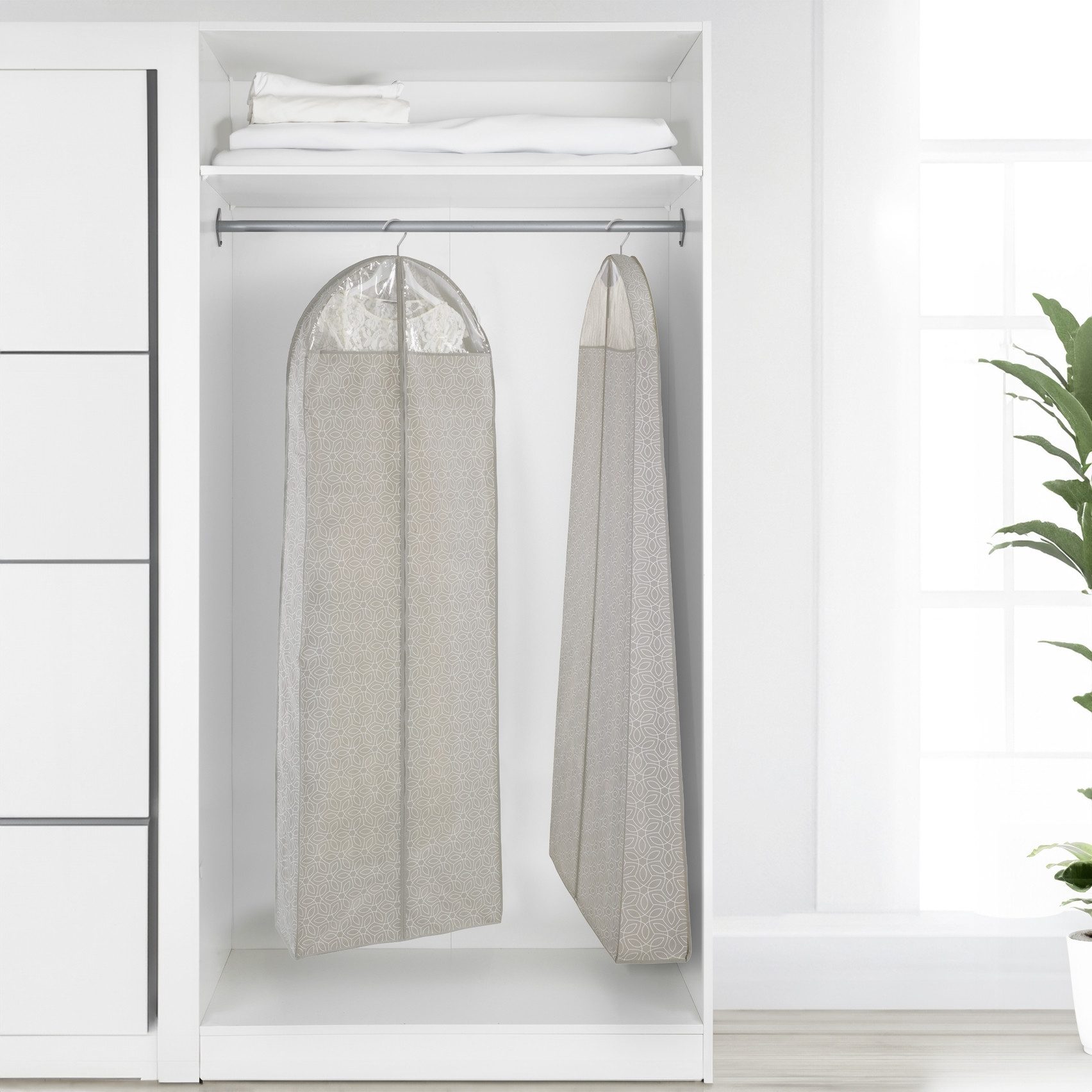 WENKO Kleidersack Modell Balance (Set, 2 St) 60 x 180 cm, lang, atmungsaktiv, mit Reißverschluss & Sichtfenster