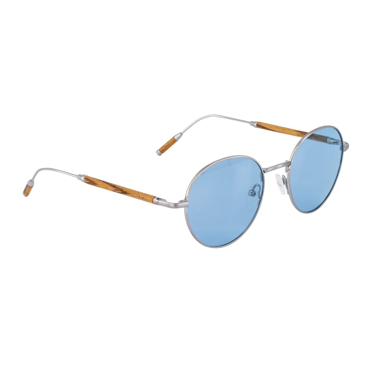 Woodenlove Sonnenbrille Titan (Set, Premium Holz-Sonnenbrille mit Brillenputztuch und faltbarem Etui) Titanbügel mit Holzelementen Zebrano