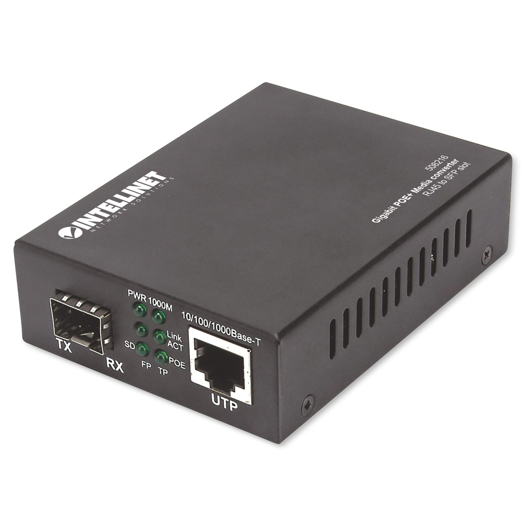 INTELLINET Medienkonverter PoE+ Gigabit Medienkonverter