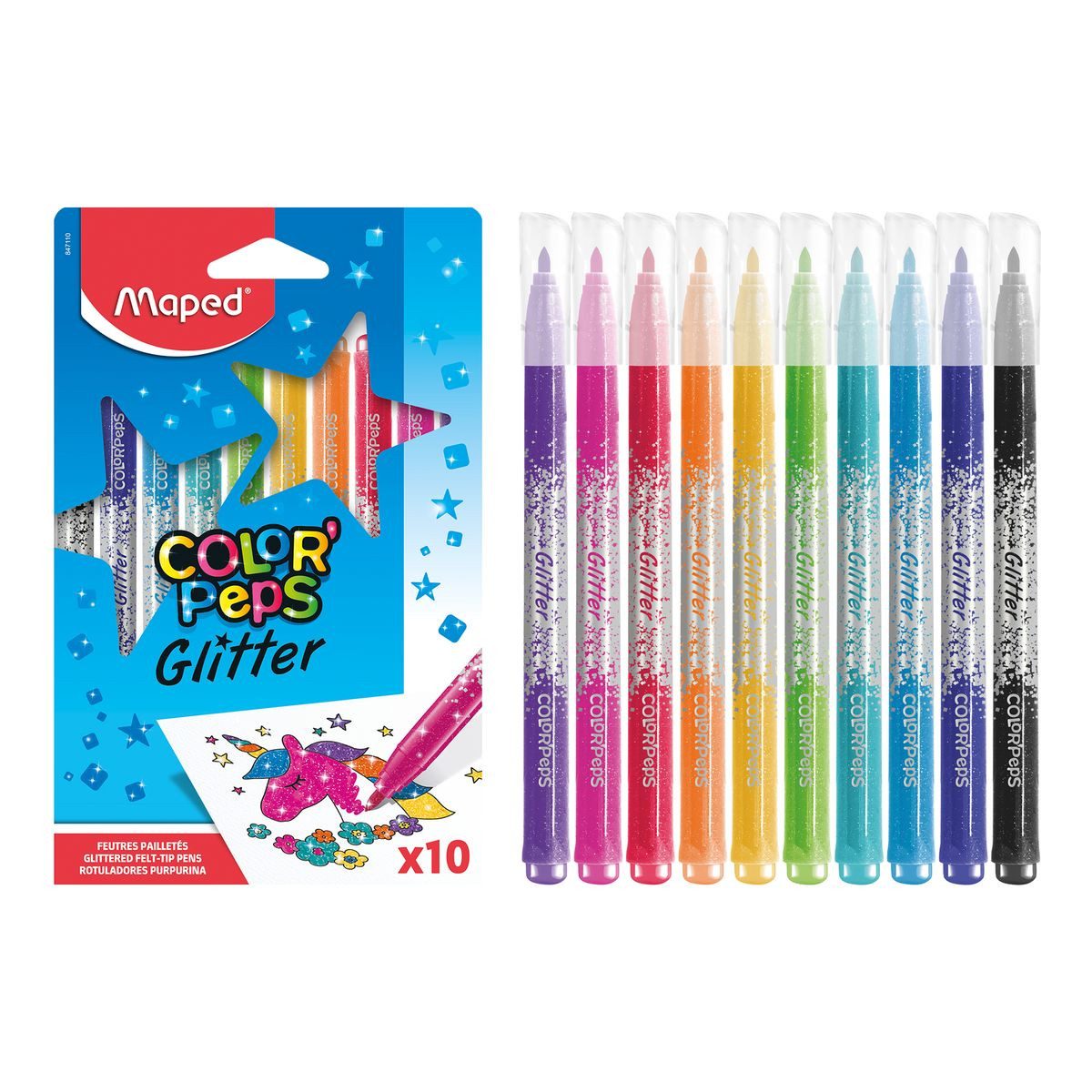MAPED Filzstift Maped Filzstifte Color'Peps Glitter 10 Stück Kartonetui