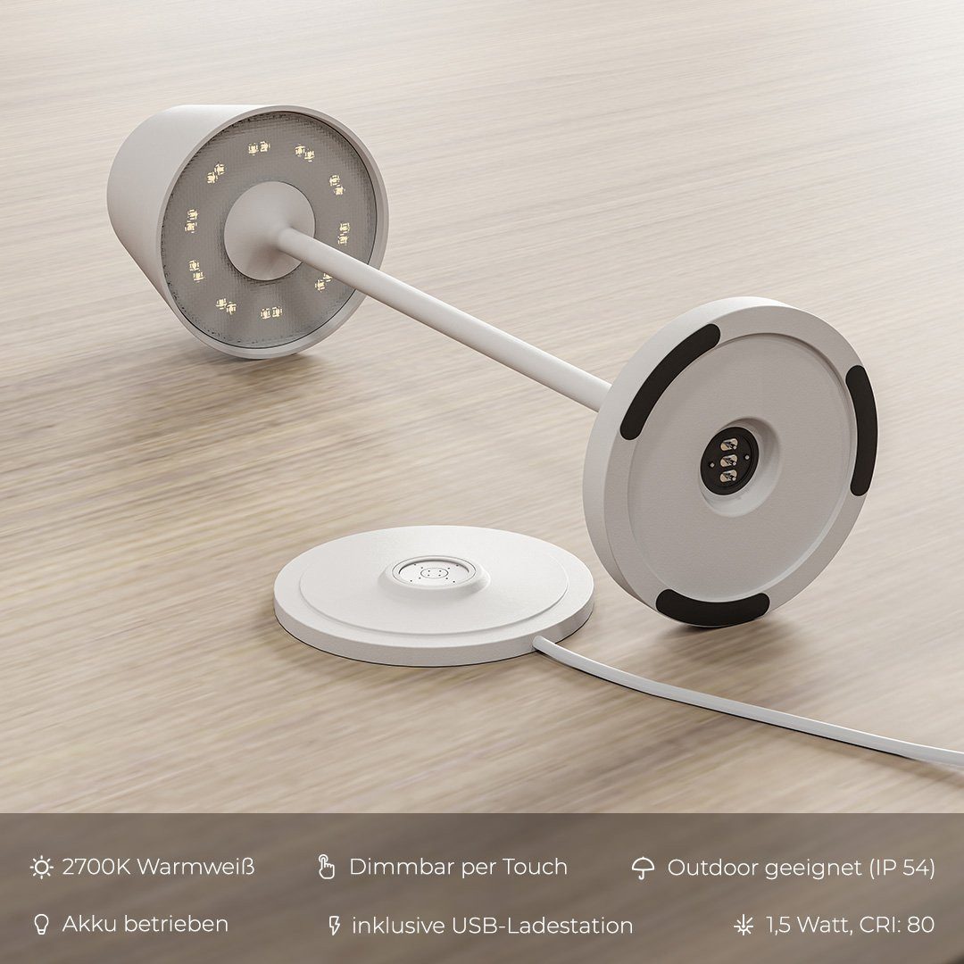 Neona LED Tischleuchte NOVA Weiß, LED fest integriert, Warmweiß