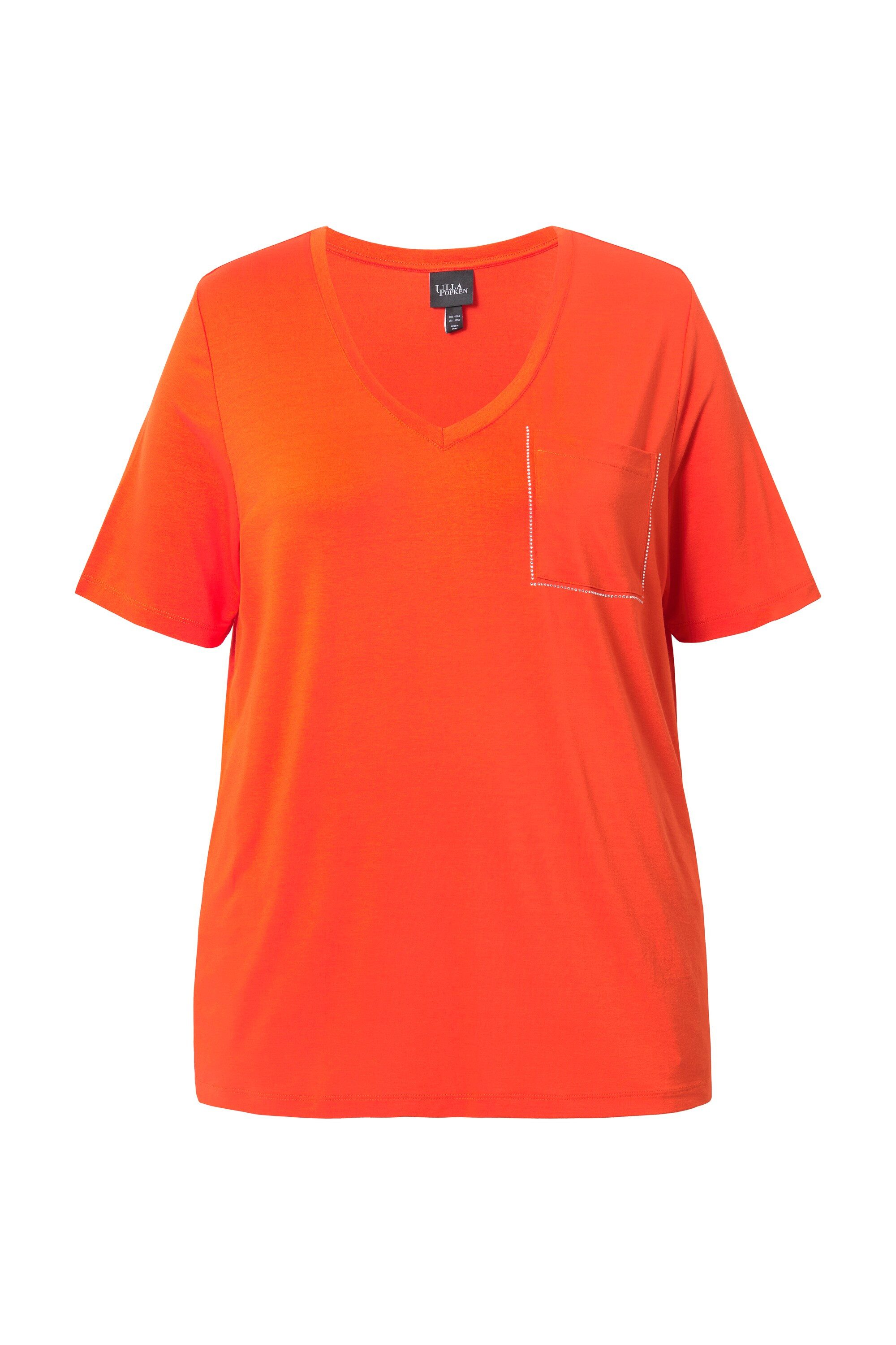 Ulla Popken T-Shirt T-Shirt Brusttasche V-Ausschnitt günstig online kaufen