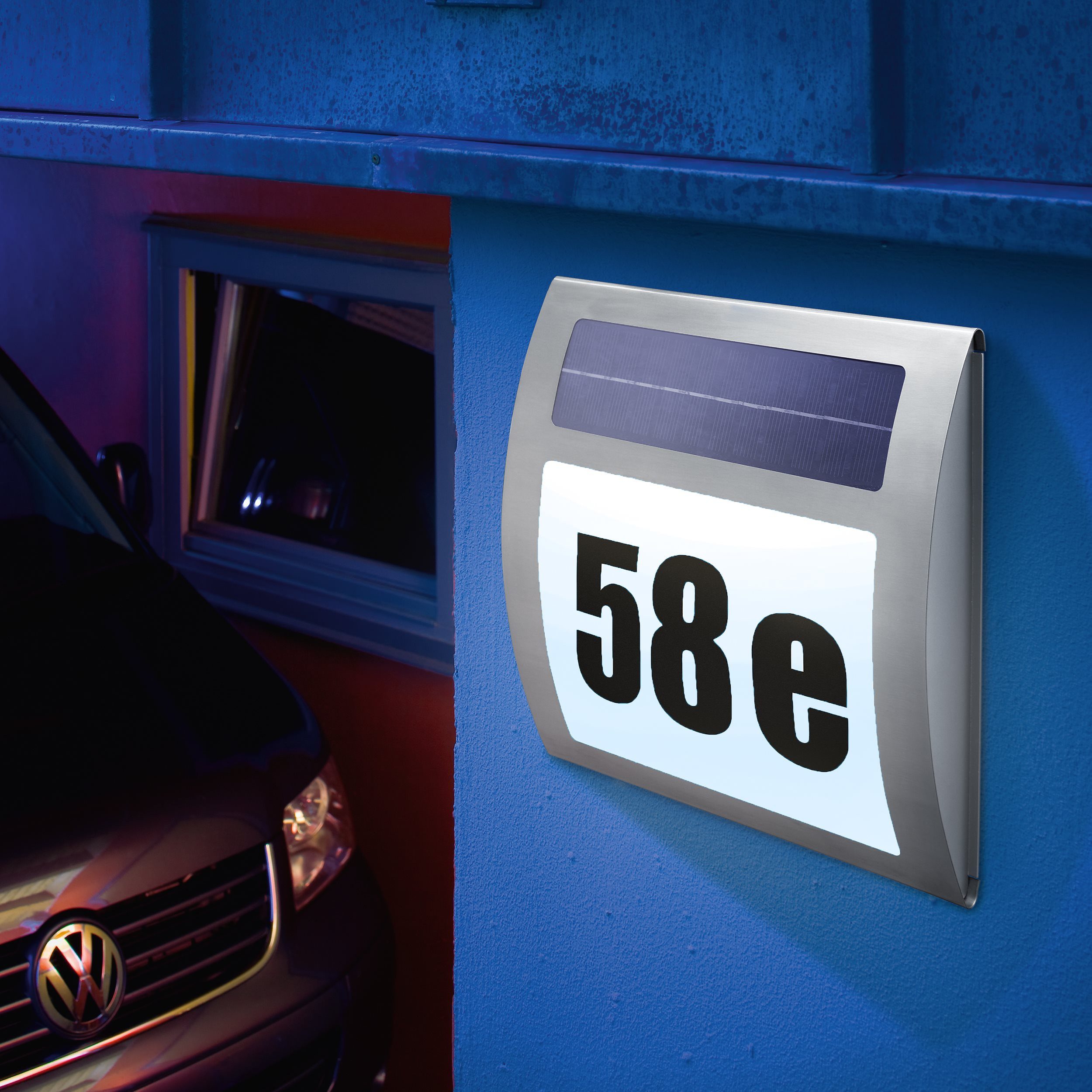 esotec LED Außen-Wandleuchte Edelstahl Solar Hausnummernleuchte WAVE 2800K günstig online kaufen