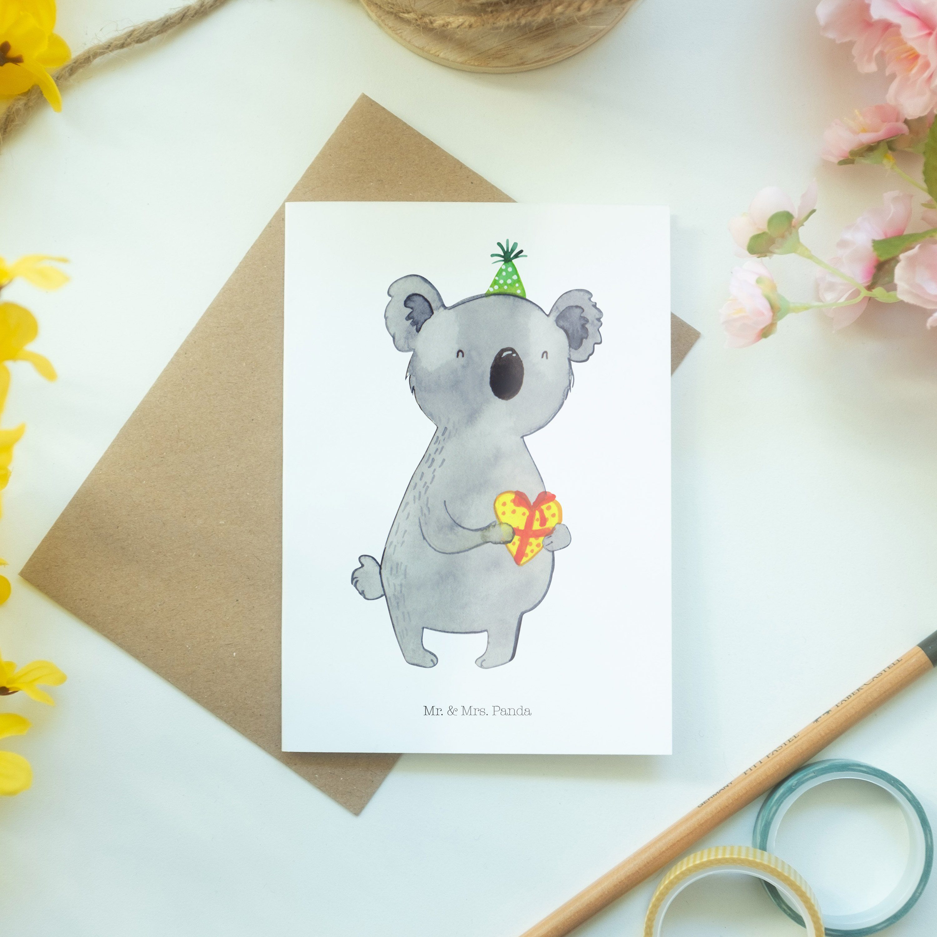 Mr. & Mrs. Grußkarte - Koala Geburtstag, Panda Karte, Geschenk Glückwun Weiß - Geburtstagskarte