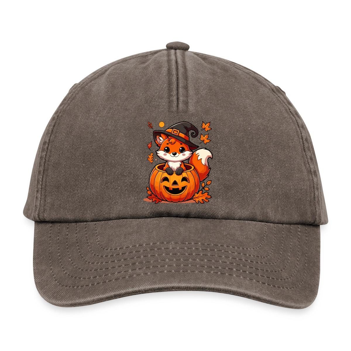 Spreadshirt Baseball Cap Süßer Halloween Fuchs Im Kürbis Mit Hexenhut Vintage Cap (1-St)