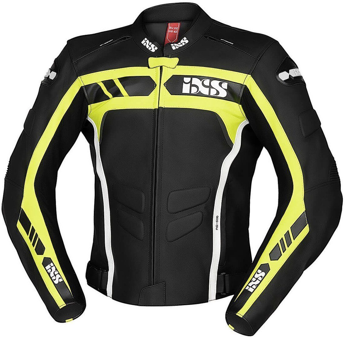 IXS Motorradjacke Sport RS-600 1.0 Motorrad Lederjacke Black/Yellow