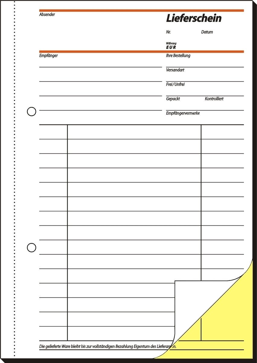 Formularblock Formularbuch Lieferschein A5 selbstdurchschreibend VE=2x40 Blatt.