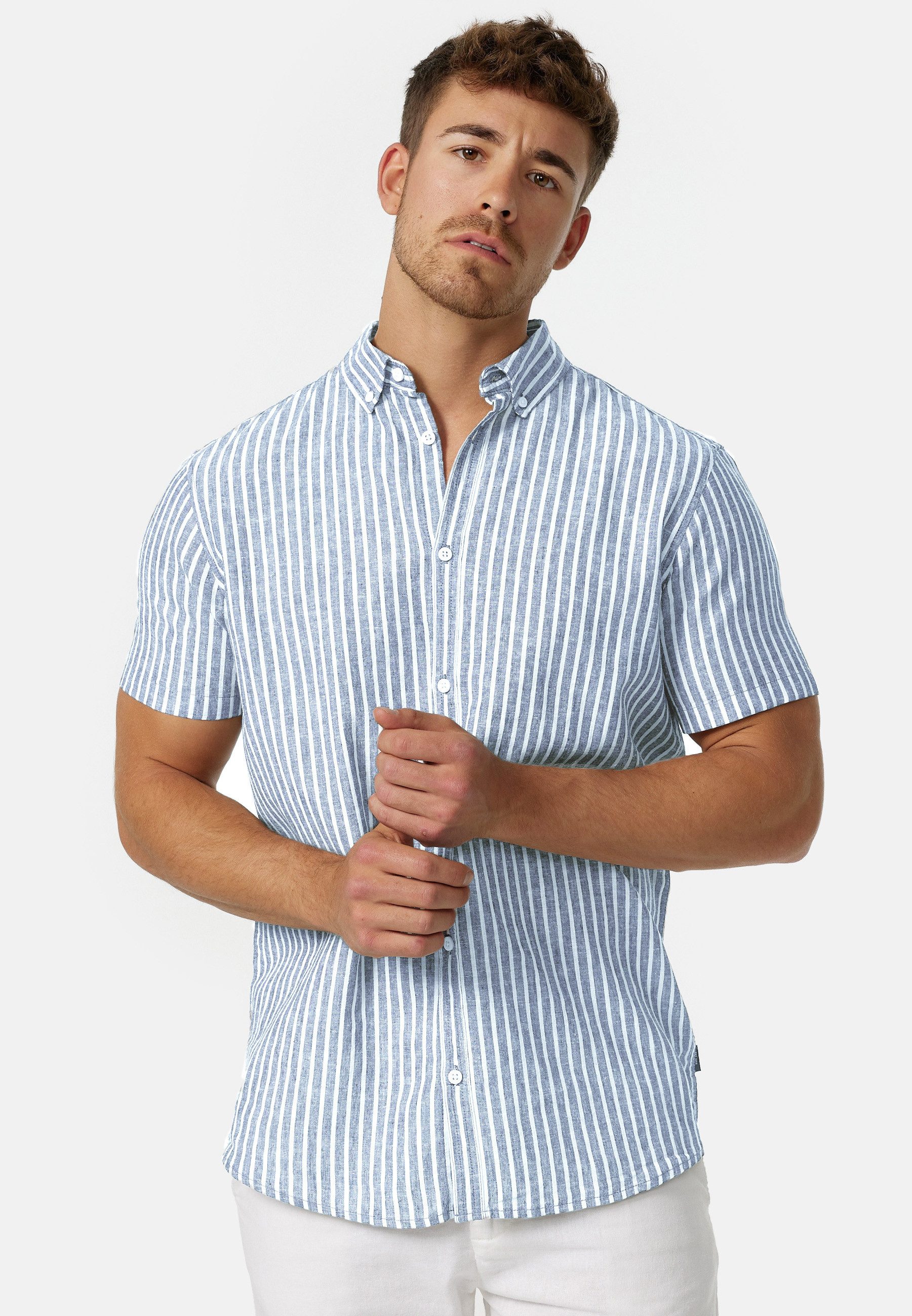 Indicode Kurzarmhemd Herren INBravida Herrenhemd Kurzarm aus einem leichtem günstig online kaufen