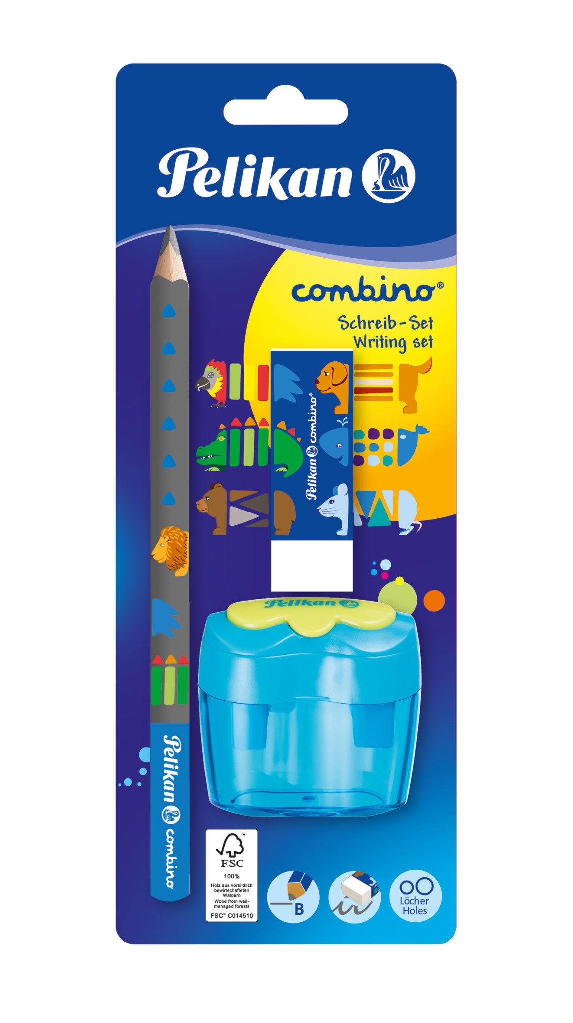 Kugelschreiber Pelikan Set "Combino" mit Schreiblernbleistift,Radierer,Anspitzer / Fa
