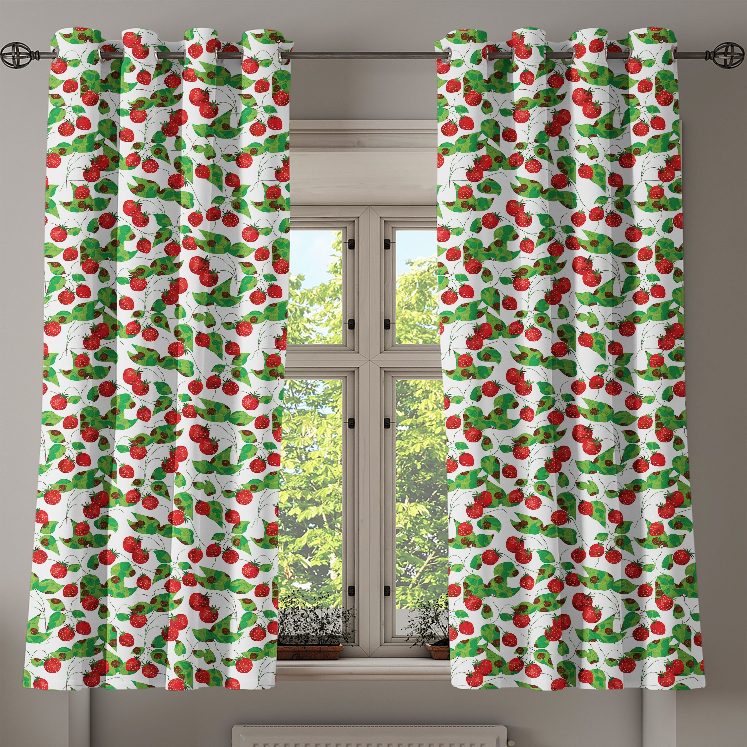 Joyful 2-Panel-Fenstervorhänge Vibes Schlafzimmer Abakuhaus, für Sommer Gardine Dekorative Wohnzimmer, Früchte