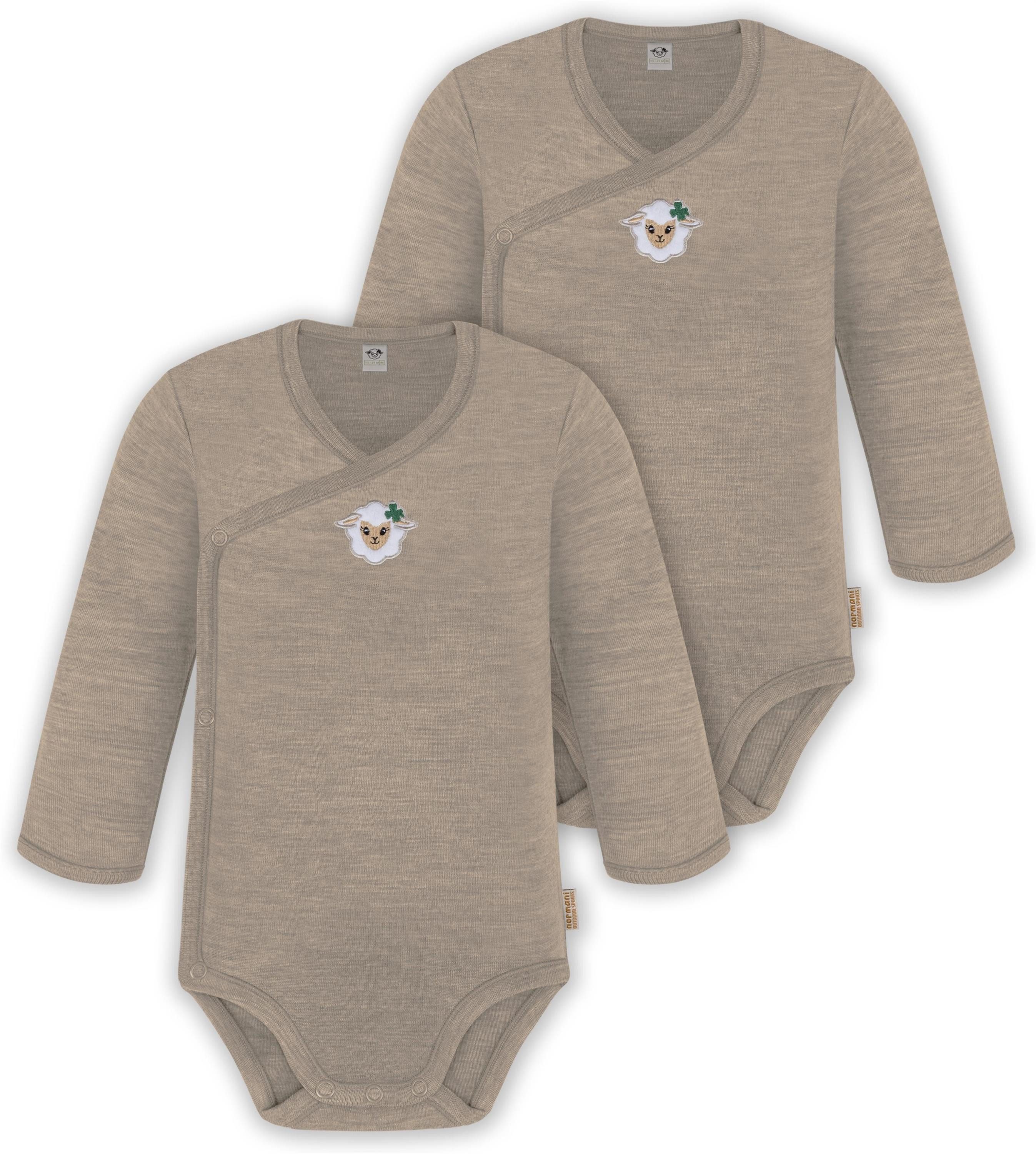 Langarmwickelbody 2er Pack Doppelpack Baby-Body Merino Wickelbody