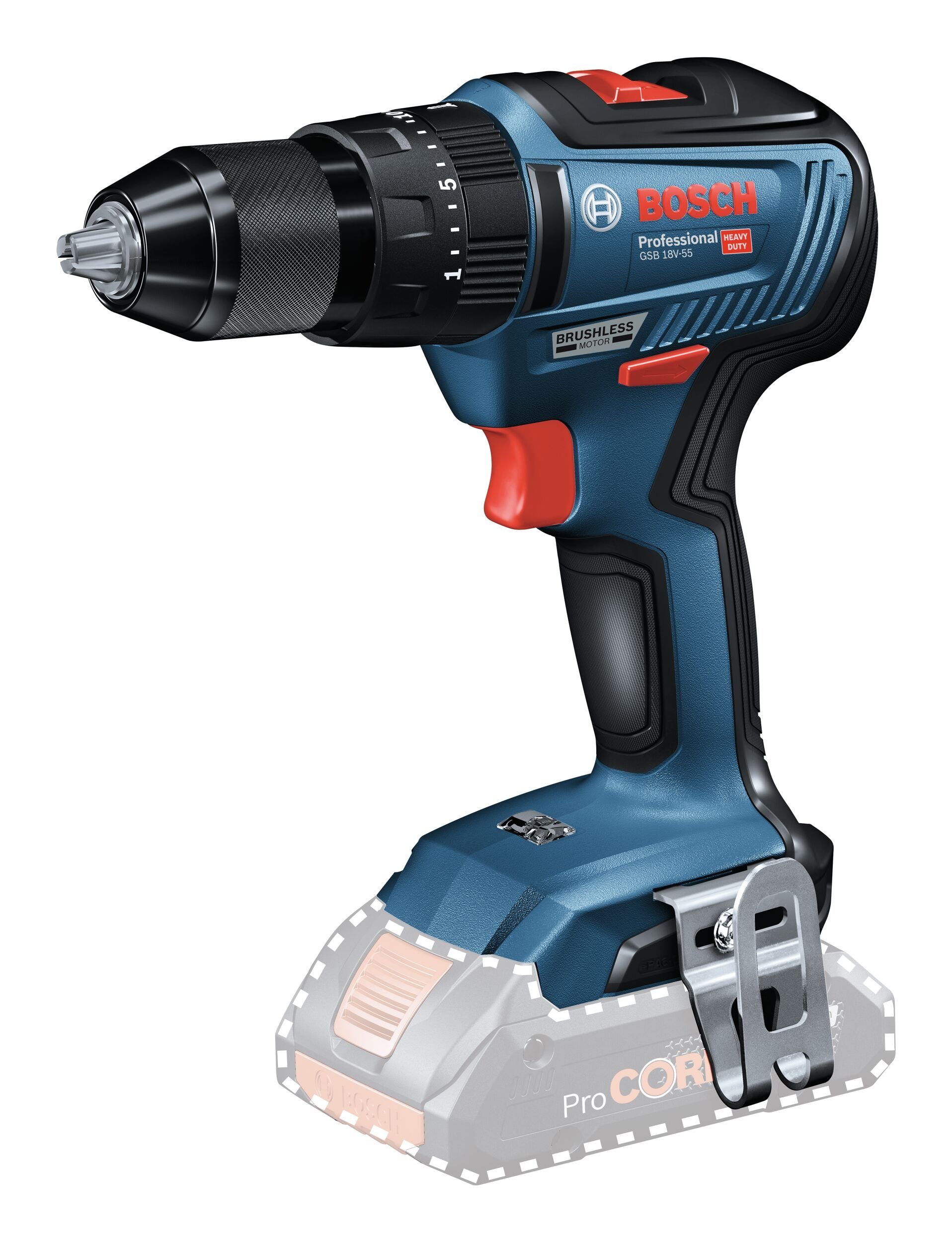 Bosch Professional Akku-Schlagbohrschrauber GSB 18V-55, 18 V, Ohne Akku - in L-BOXX 136