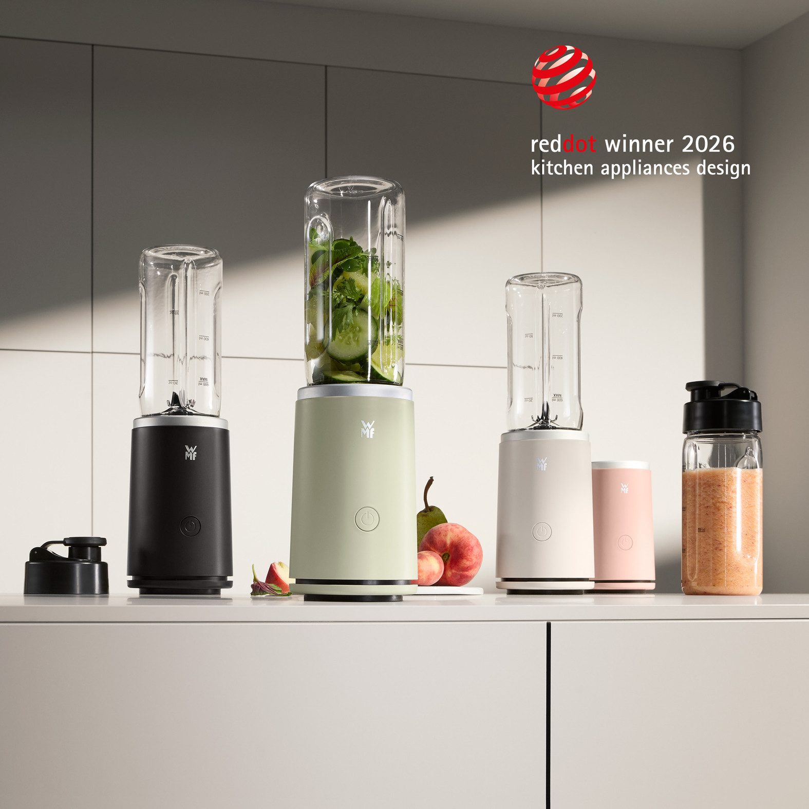 WMF Smoothie-Maker Mix & Go Touch, 500 W, recyceltes Material, auslaufsichere Trinkflasche, Einhandbedienung