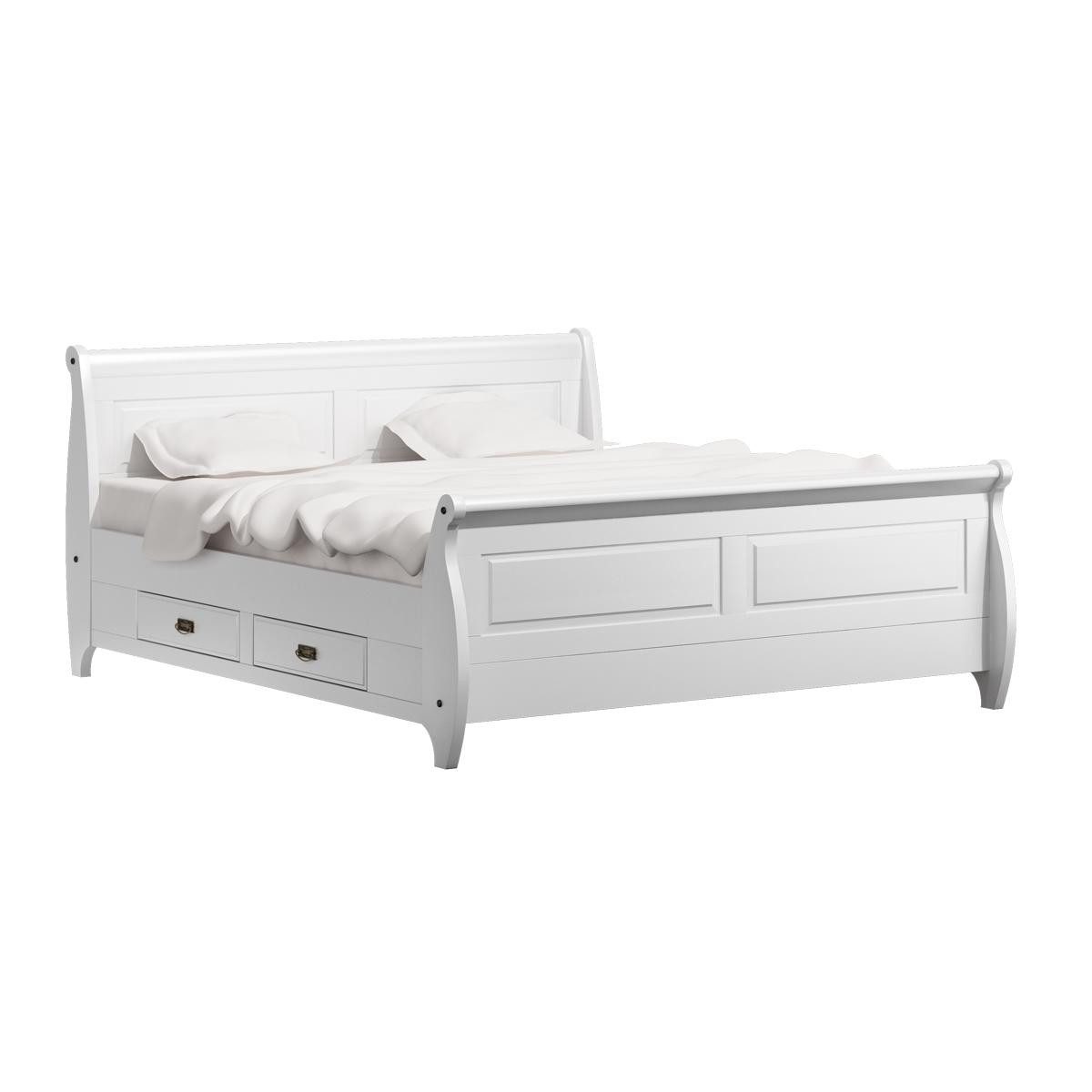 JVmoebel Bett Luxuriöses Doppelbett im Landhausstil in Weiß – Bauernbett, Made in Europa
