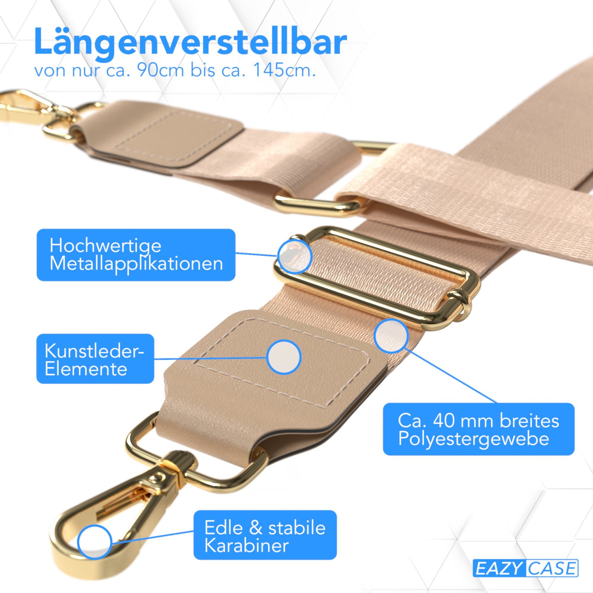 EAZY CASE Schulterriemen Schultergurte für Taschen unifarbend Ersatzband für Taschen Schulterband DIY Handtaschenband Beige Taupe – Bild 3 von 5