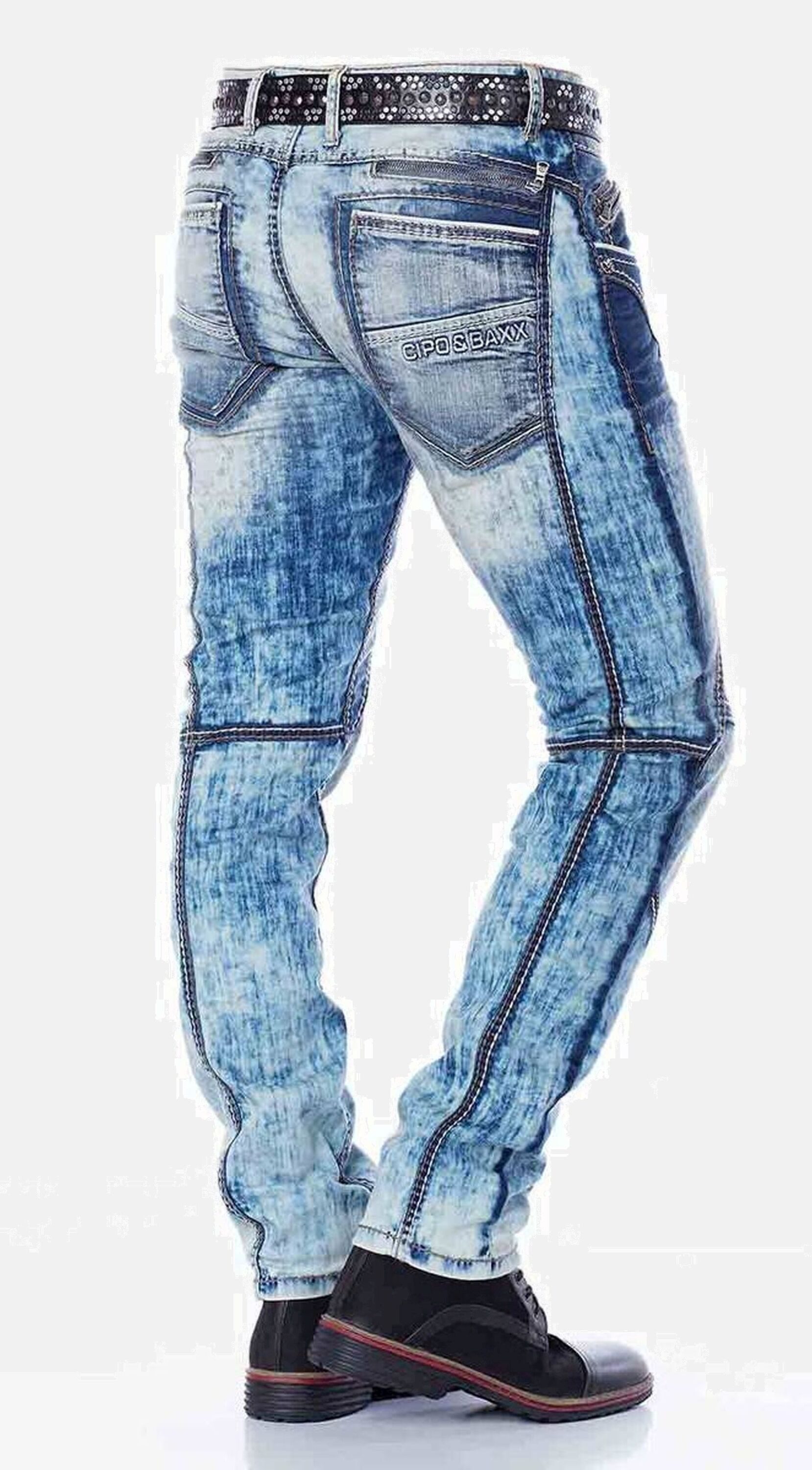 Cipo & Baxx 5-Pocket-Jeans Jeans mit cooler Waschung und Ziernähten, CD269