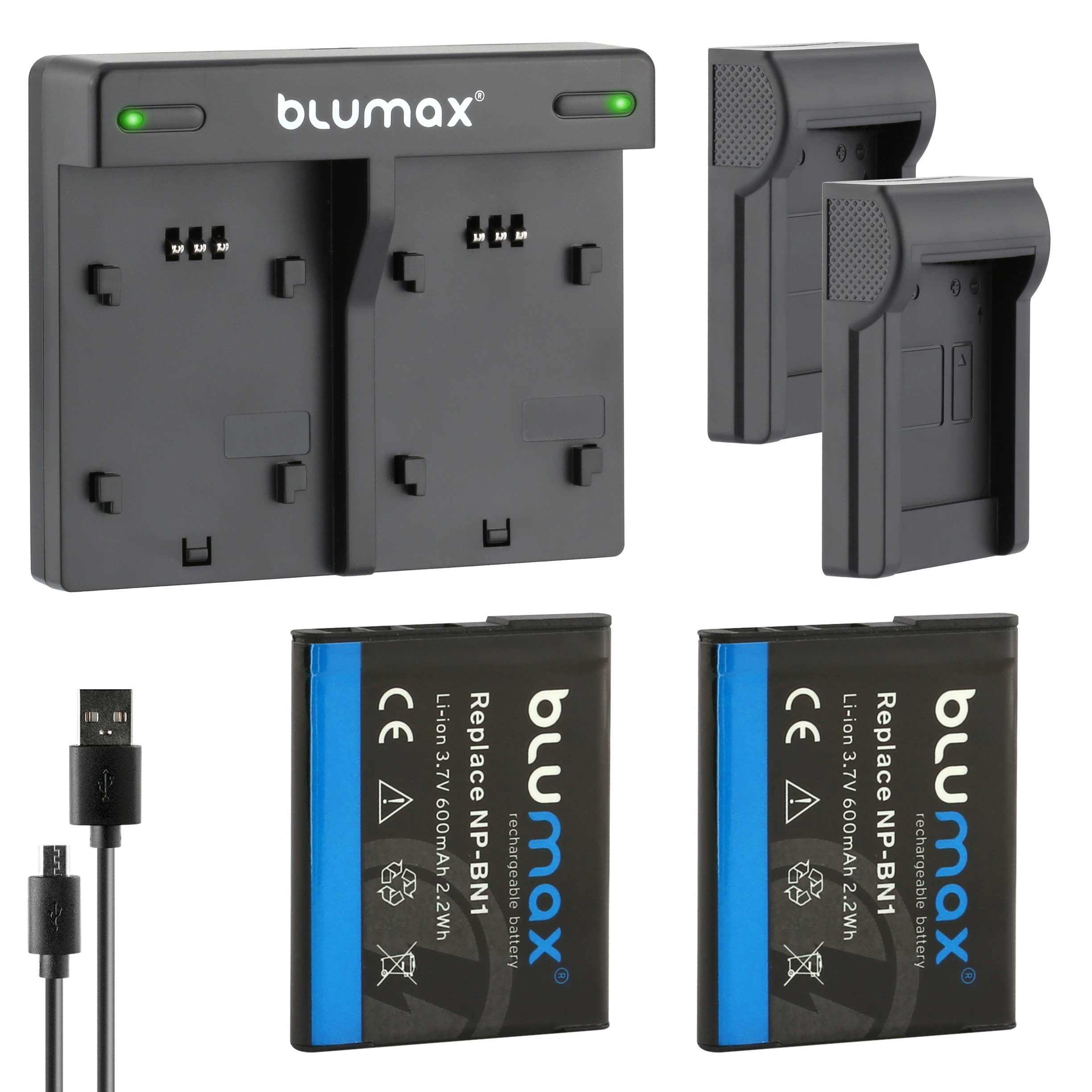 Blumax Set mit DSC-WX150, Kamera-Akku Sony Lader NP-BN1 mAh für 600