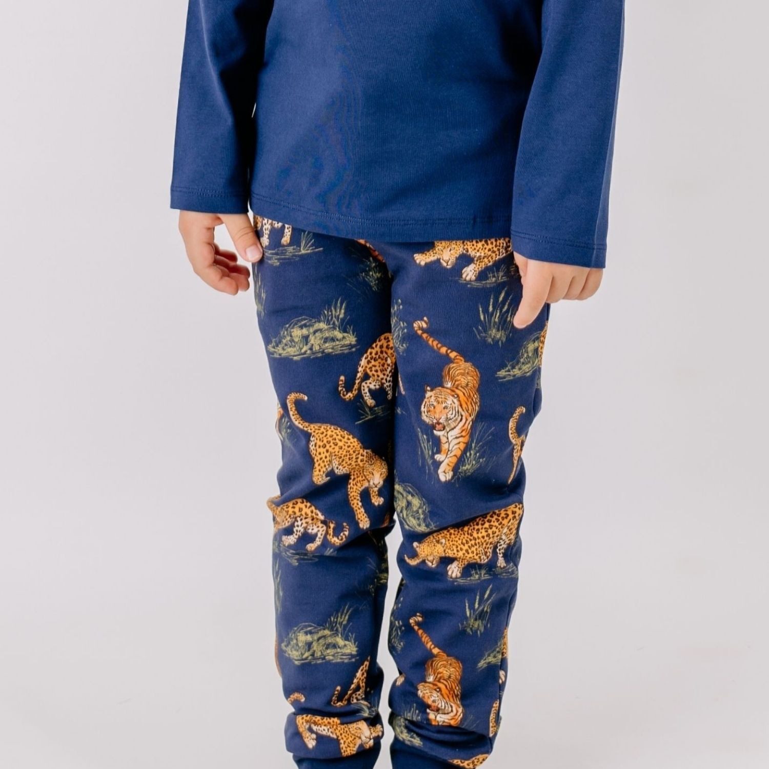 Walkiddy Jogger Pants Walkiddy Tiger & Leopard Bio Baumwolle GOTS Dunkelblau - Bio Baumwolle,GOTS, Kinderbekleidung,nachhaltige Klamotten