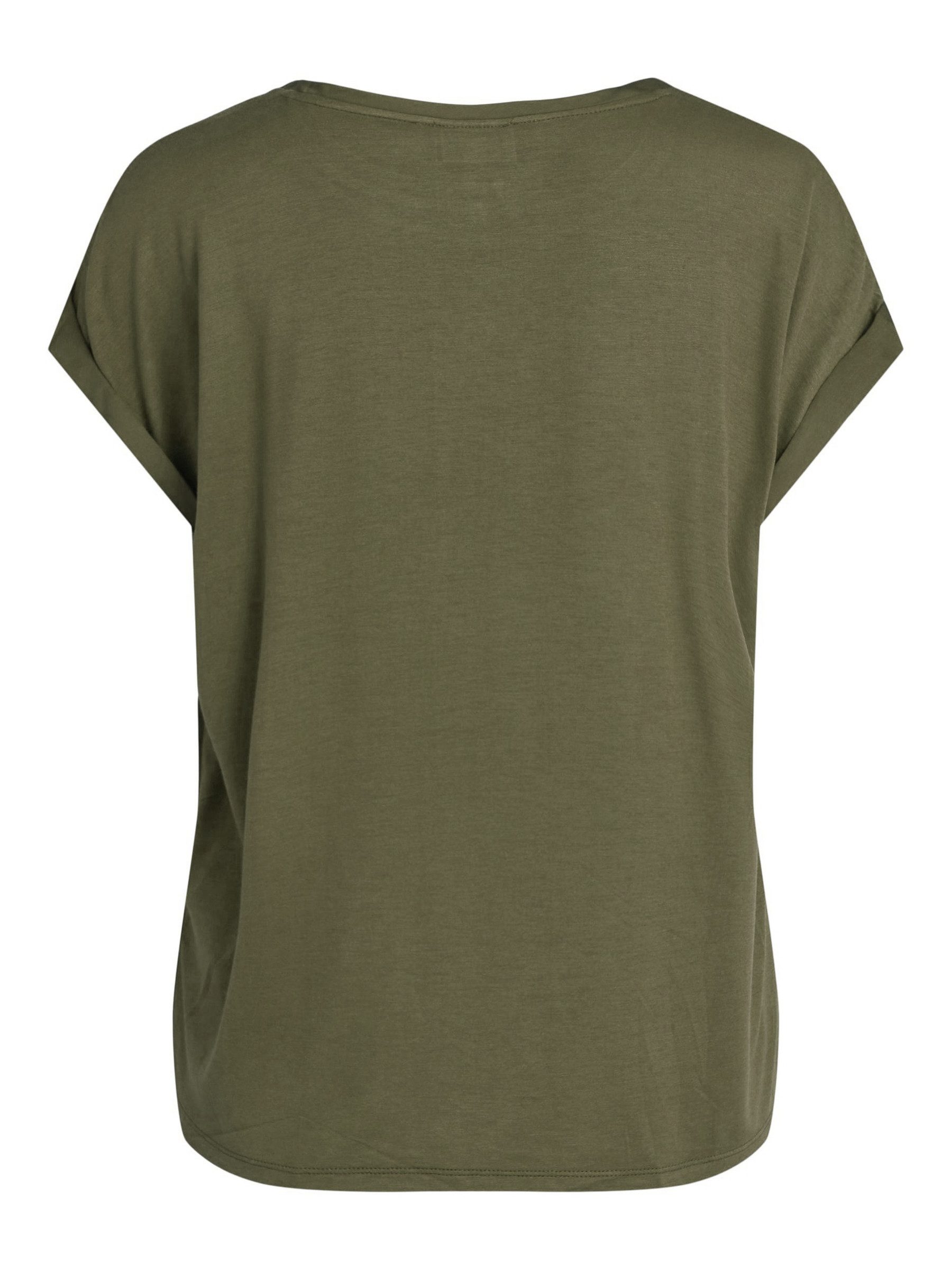 Vila T-Shirt Satin Blusen Kurzarm Basic Glänzend VIELLETTE für Recyceltes Material nachhaltig Regular Fit Rundhals Kurzarm