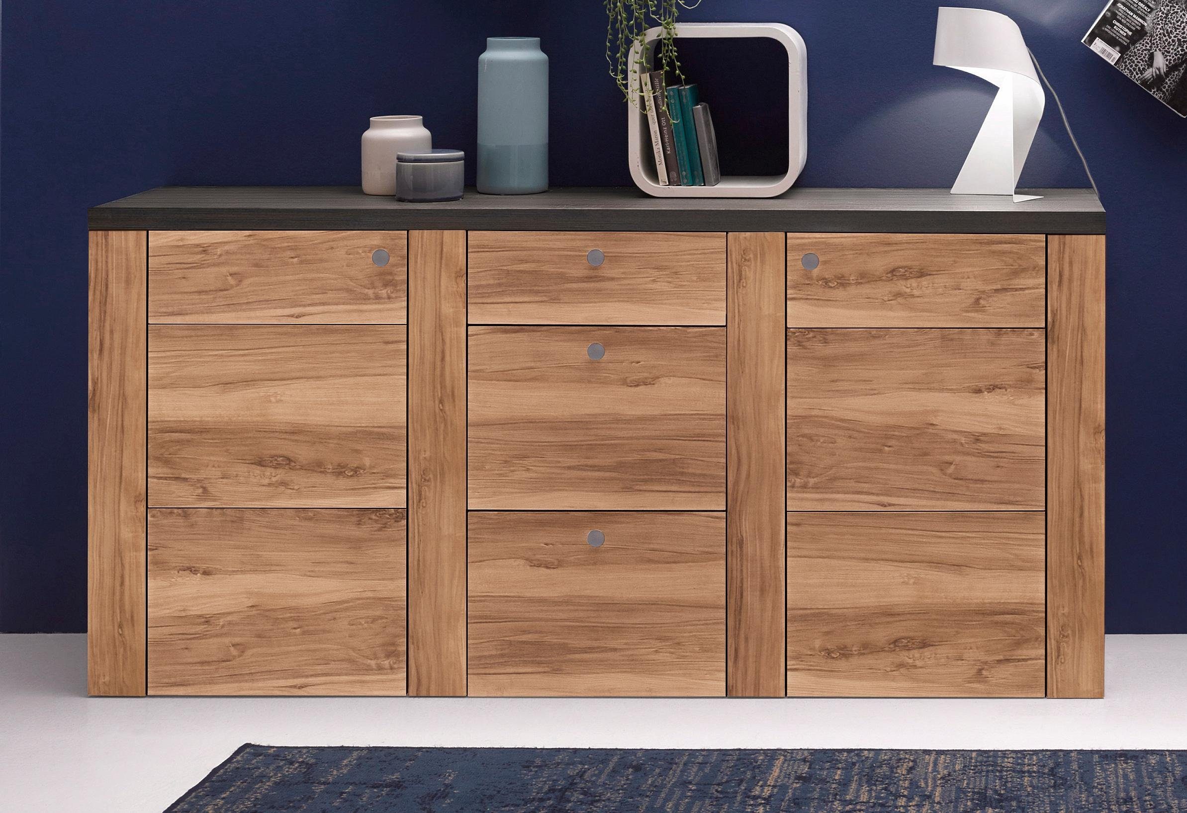 OTTO home Sideboard Larona, zeitlose Kommode mit 2 Türen, 3 Schubkästen, Türkommode, Höhe 84 cm, viel Stauraum, Anrichte mit dekorativer Rahmenoptik