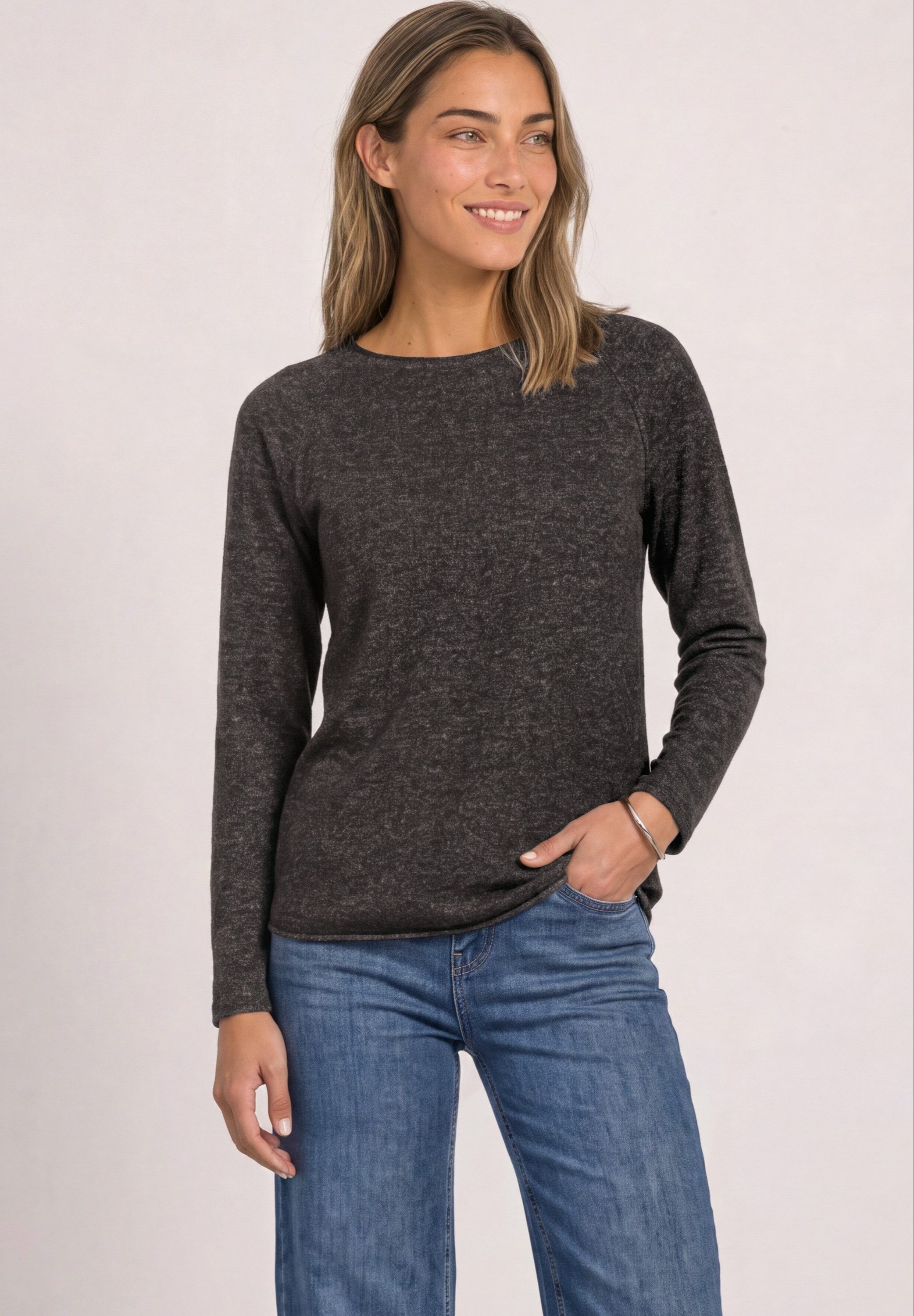 STREET ONE Langarmshirt aus softem Materialmix