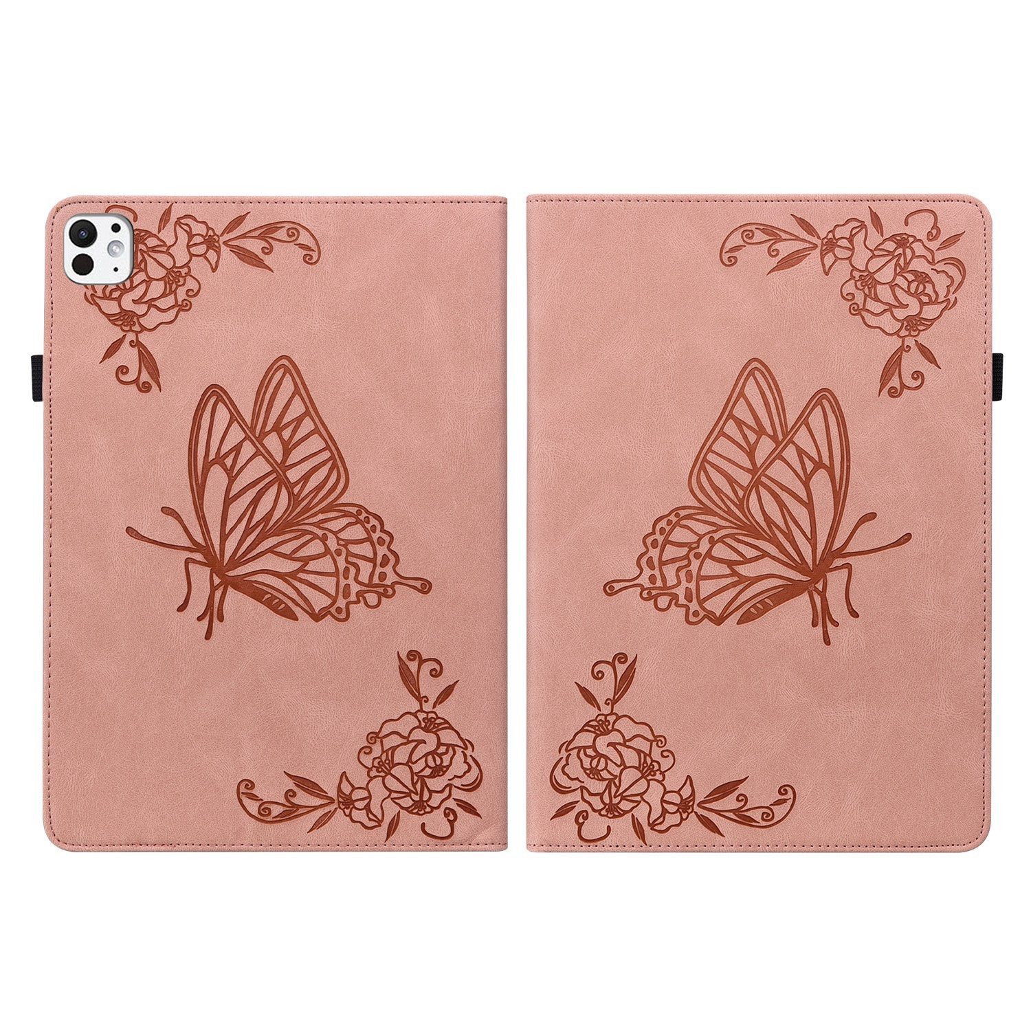 Wigento Tablet-Hülle Für Apple iPad Pro 11 2024 Schmetterling Kunstleder Hülle Tasche Pink, Kunstleder Schutzhülle Smart Case Design Cover – Bild 2 von 5