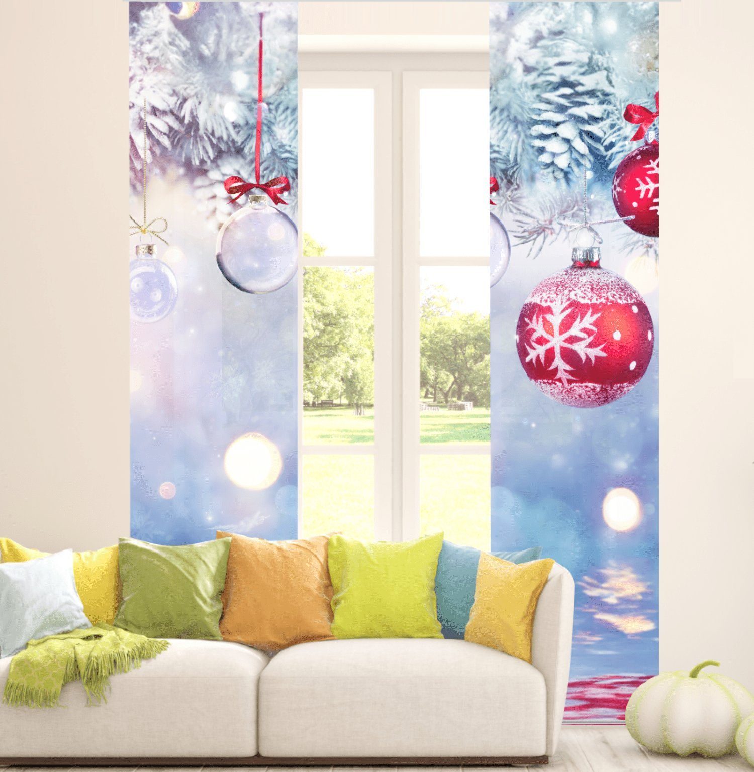 gardinen-for-life Schiebegardine Weihnachten in blau-two Flächenvorhang günstig online kaufen