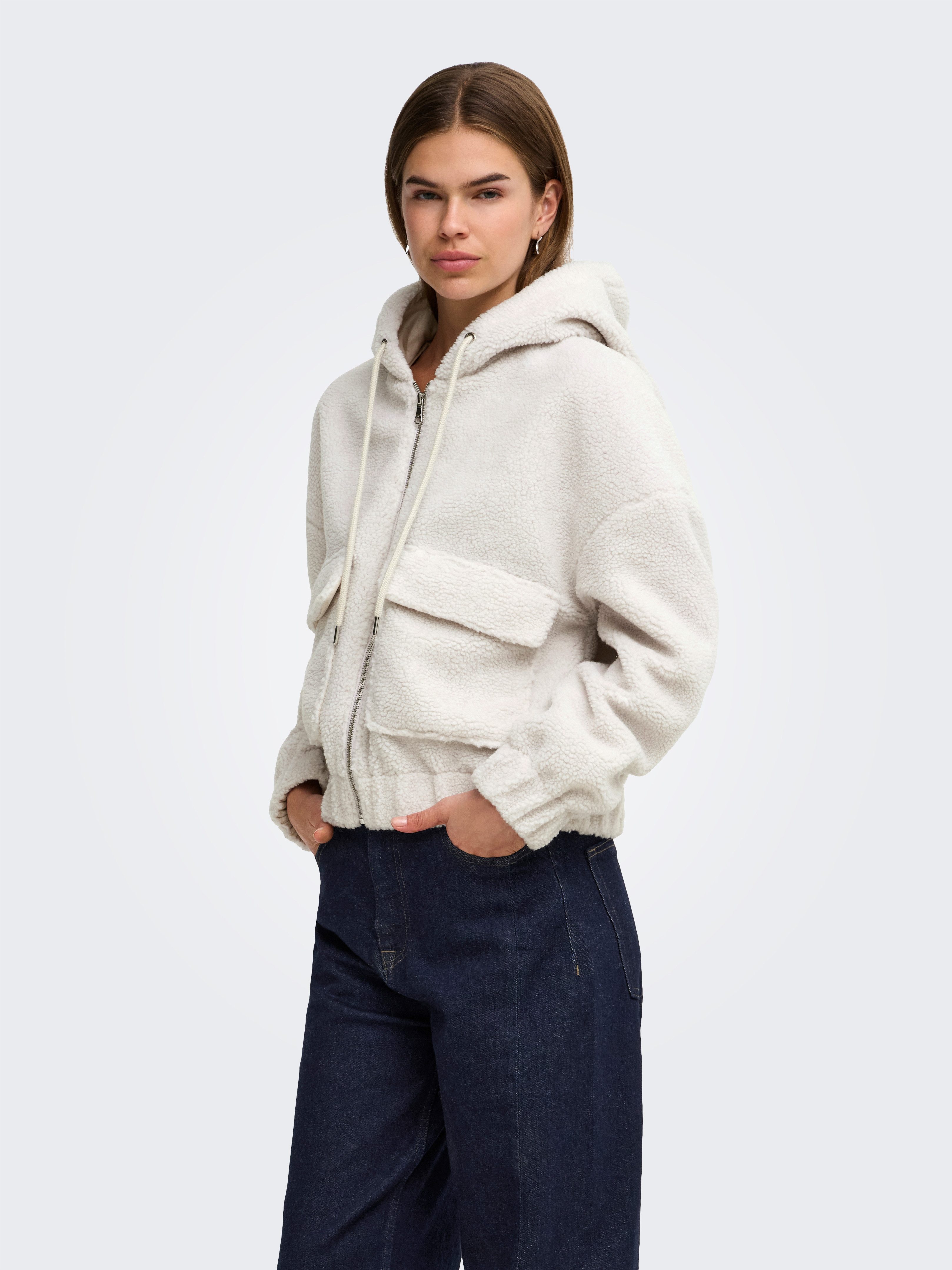 ONLY Kapuzenplüschjacke ONLTANJA TEDDY HOOD JACKET OTW NOOS Kunstfaser