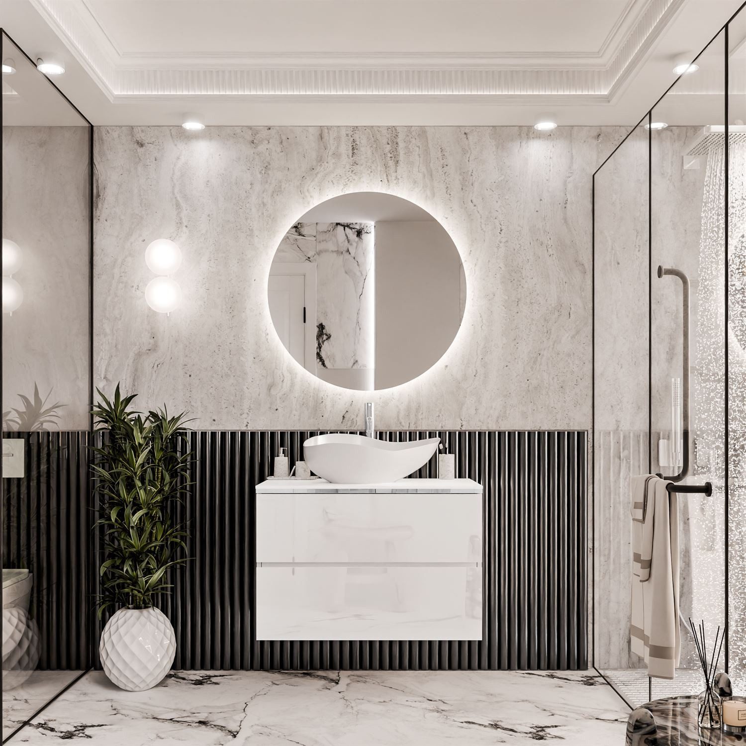Lookway Badmöbel-Set AURORA SILVER Badezimmerschrank mit günstig online kaufen