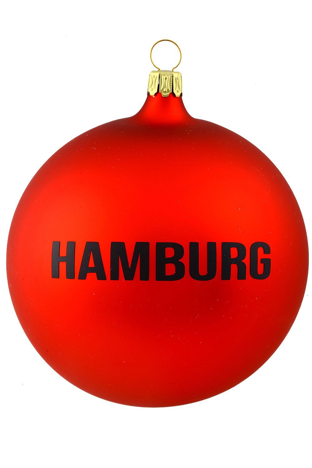 Hamburger Weihnachtskontor Weihnachtsbaumkugel Rote Kugel - Hamburg 10 cm ∅, Dekohänger - mundgeblasen - handdekoriert