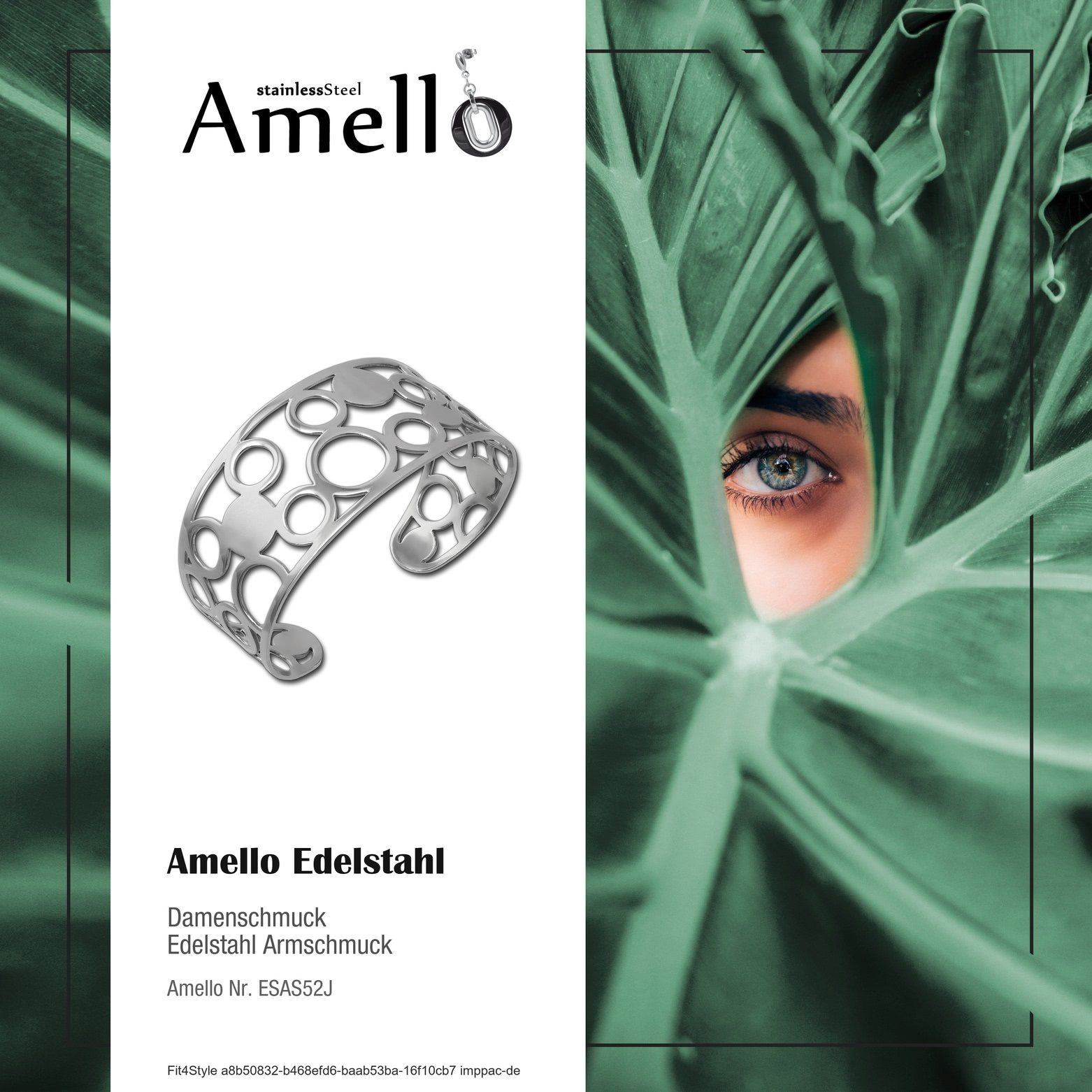 Amello Armspange Damen silber (Stainless Edelstahl Steel), Amello (Armspange), Damen s Kreise silber, (Kreise) Armspange Armreif Farbe: