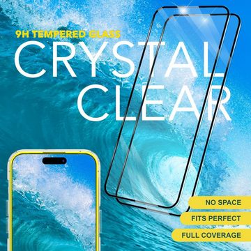 Nalia Schutzfolie Apple iPhone 15 Pro Max, 2x Display Schutzglas & 1x Schablone / gehärtete Glasfolie / 9H Schutz