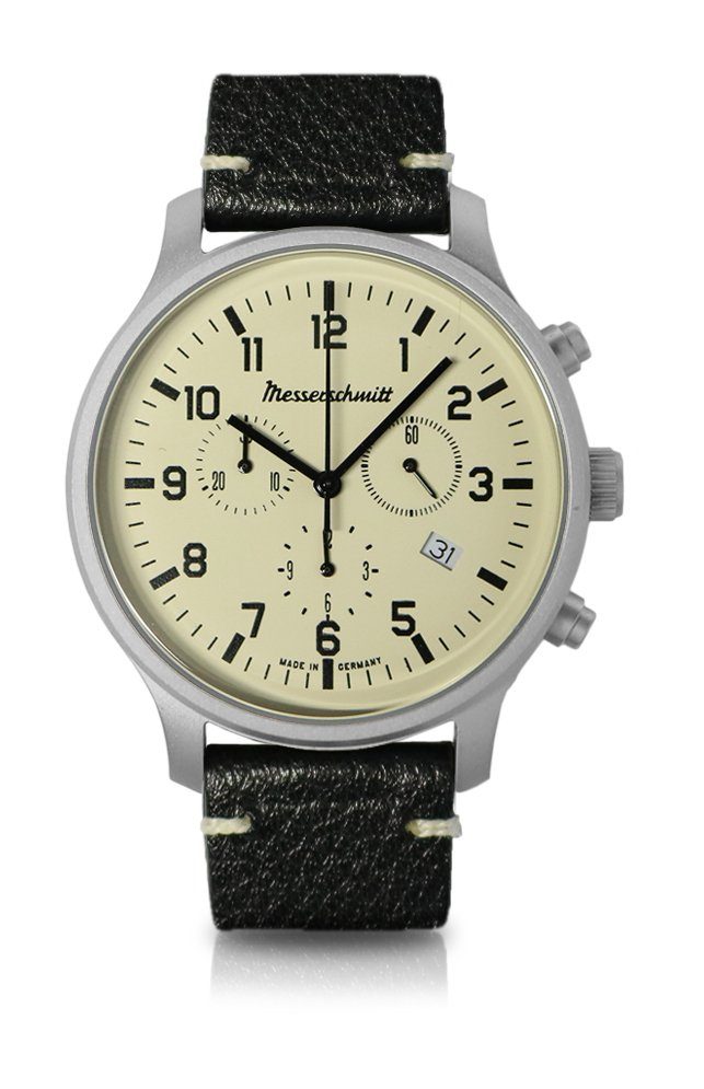 Messerschmitt ME-42ALTI-L Orologio Uomo Al Quarzo - Cassa 42mm In Acciaio Nero, Cinturino In Pelle, Quadrante Effetto Altimetro, Impermeabile 5 ATM