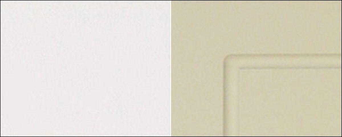 Feldmann-Wohnen Backofenumbauschrank Kvantum (2 Front- Klappe Ecken) abgerundete vanille für Selbsteinzug, grifflos matt & (Vollauszug-REJS Box, Schubladen 60cm mit Fräsungen, Korpusfarbe wählbar Soft-Close), Kompaktofen Comfort & Mikrowelle, dekorativen