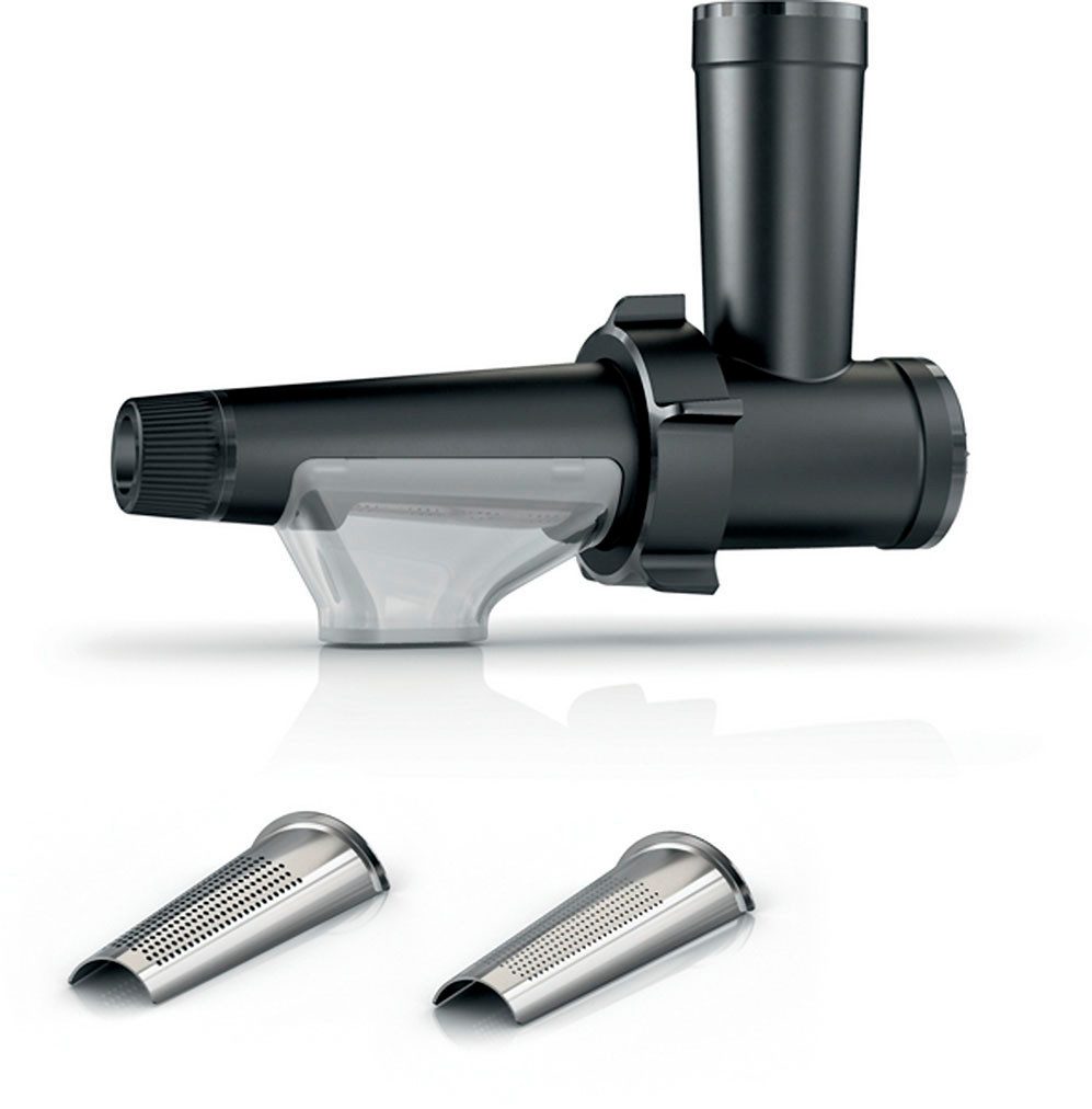 BOSCH Beerenpressenaufsatz Edelstahl-Scheiben, 2 Siebe fein u. grob, spülmaschinenfest, Zubehör für Fleischwolf MultiPower Serien 4, 6 und 8, Saftpresse-Aufsatz, für Fleischwolf MultiPower Serie 4, 6 und 8