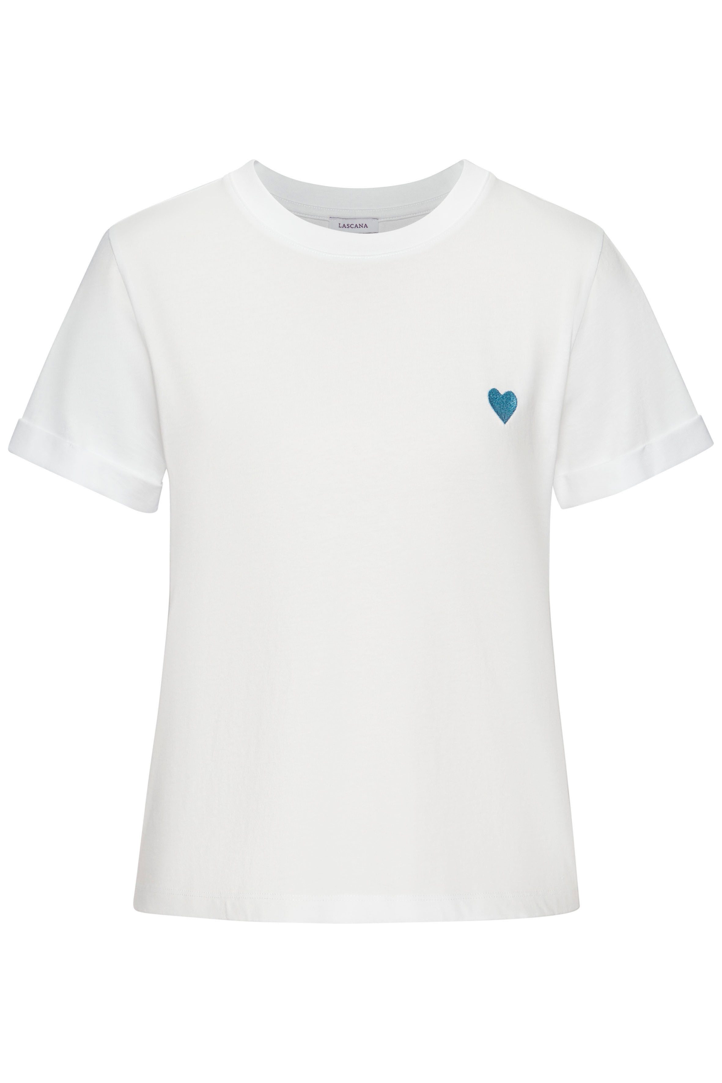 LASCANA T-Shirt mit süßer Herz-Stickerei, Kurzarmshirt günstig online kaufen