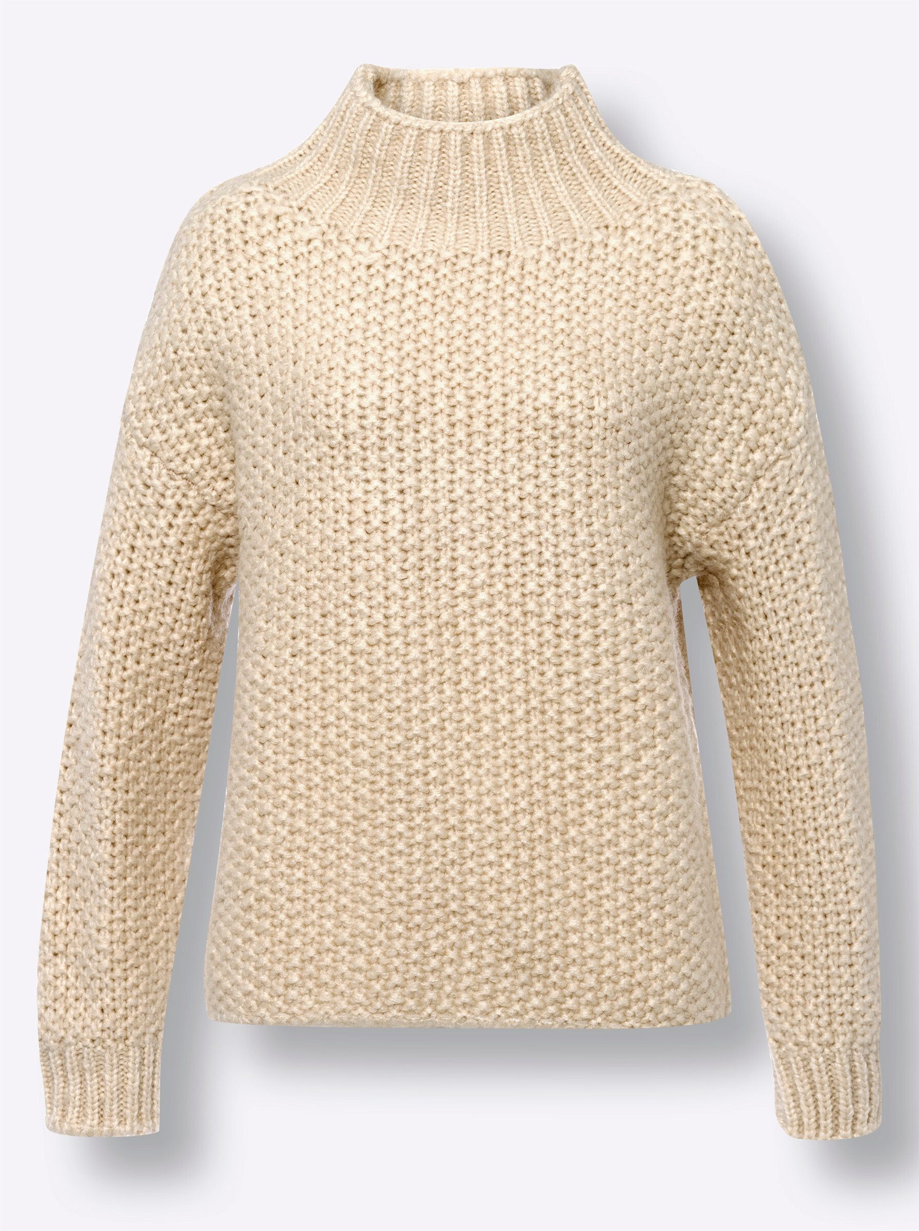 Strickpullover Pullover Langarm Effektgarn, Grobstrick, Struktur