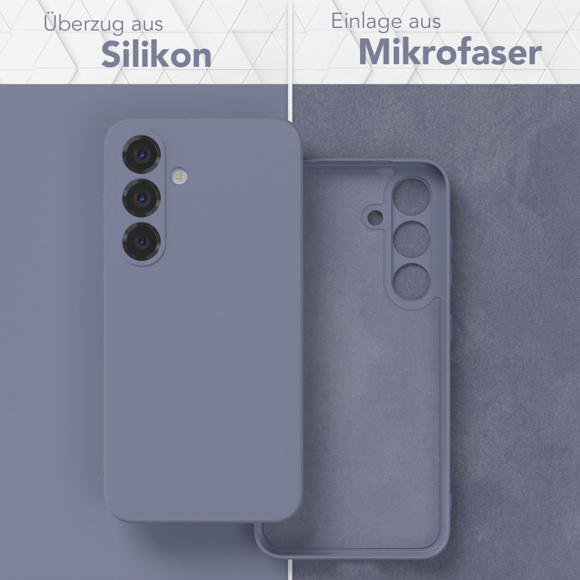 EAZY CASE Handyhülle für Samsung Galaxy S25 Hülle Silikon 6,2 Zoll, Silikon Schutzhülle mit Kameraschutz Matt Back Cover Soft Eis Blau