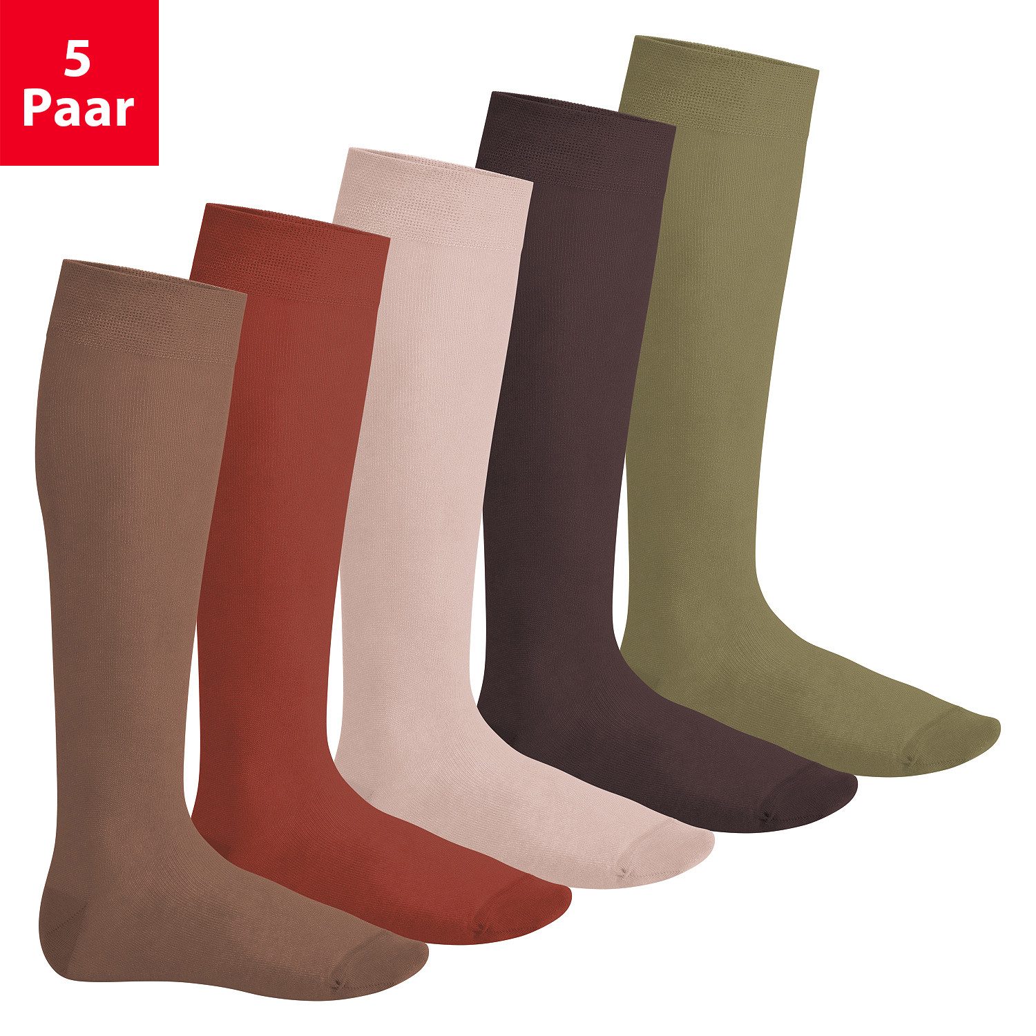 Footstar Langsocken EVERYDAY! 5 PAAR Damen & Herren Kniestrümpfe Lange Socken kniehoch