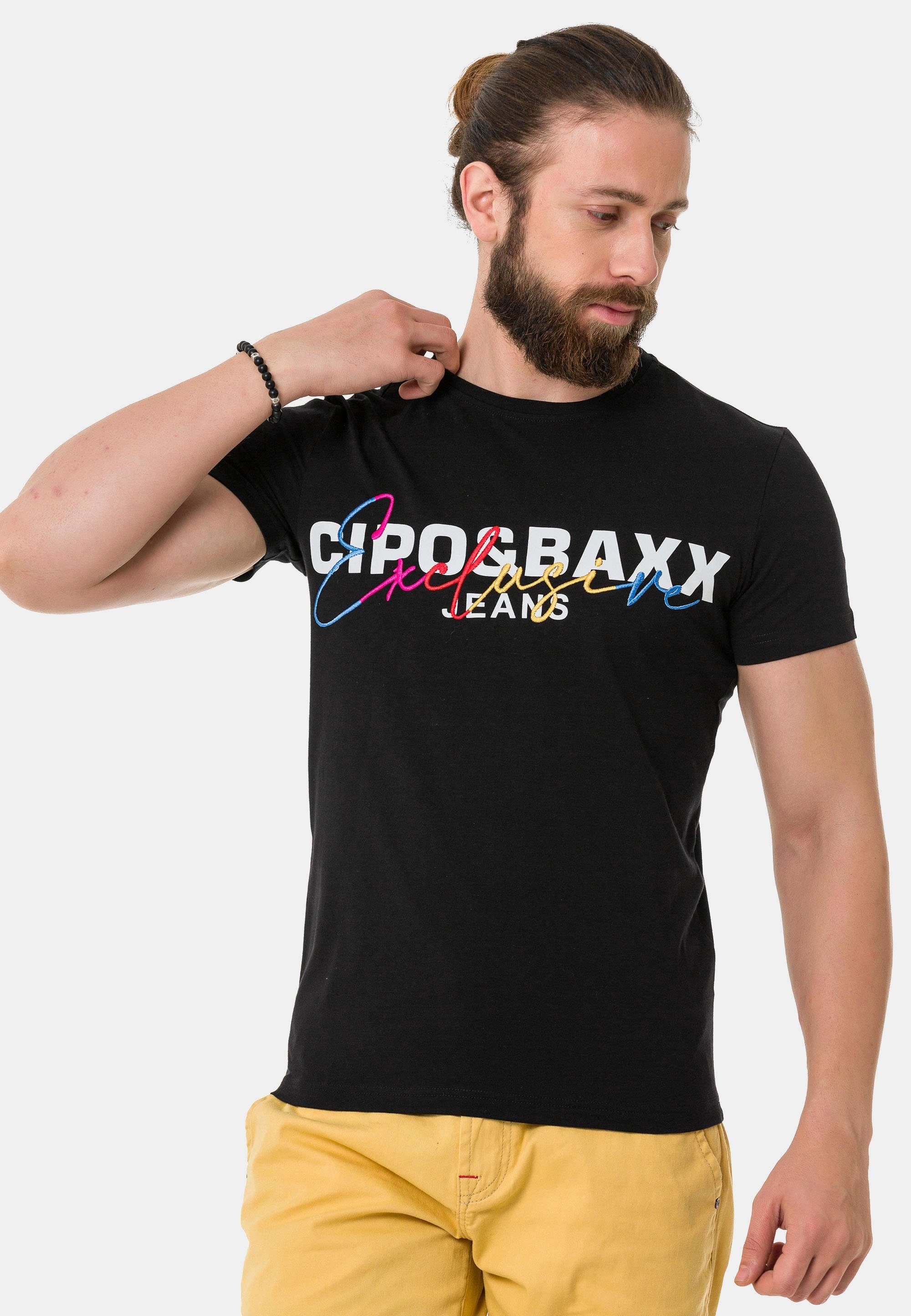 Cipo & Baxx T-Shirt mit Markenprint schwarz