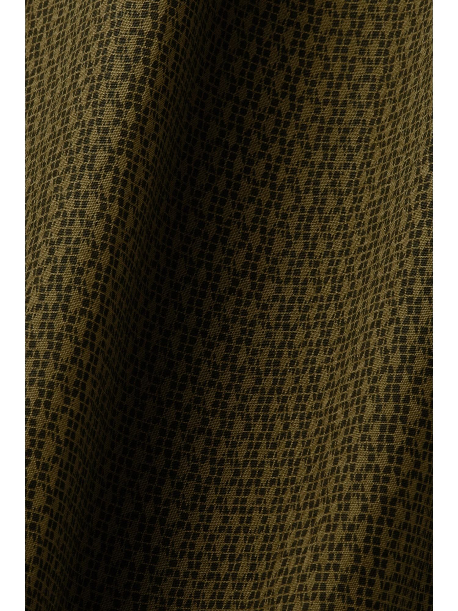 Esprit Collection Businesshemd Baumwollhemd Print bequemer mit KHAKI DARK in Passform