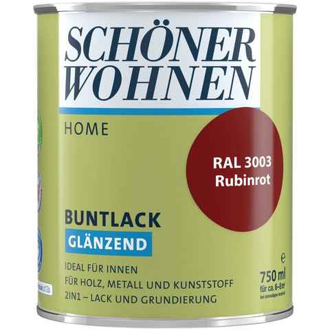 SCHÖNER WOHNEN FARBE Lack Home Buntlack, 750 ml, rubinrot RAL 3003, glänzend, ideal für innen, 2in1-Lack